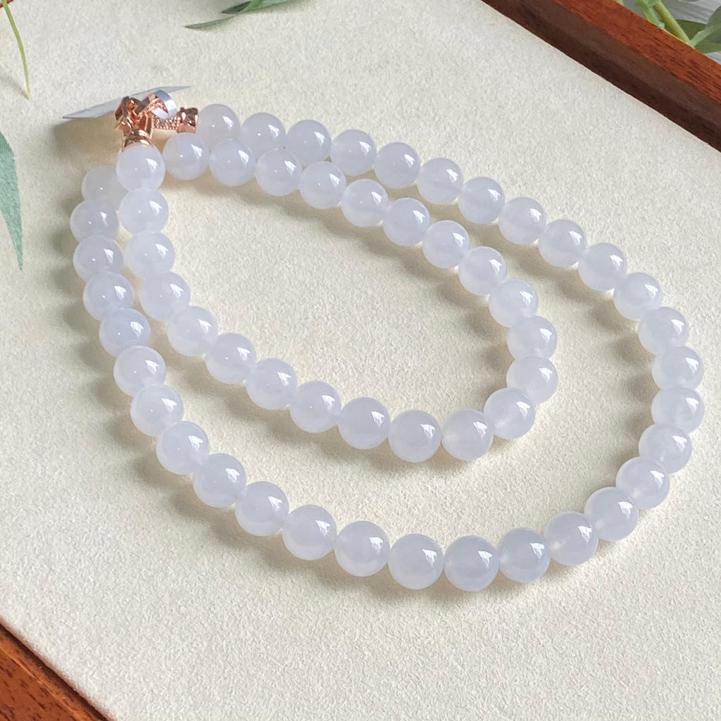 糯冰种白月光珠链（57颗）（yc194883）
