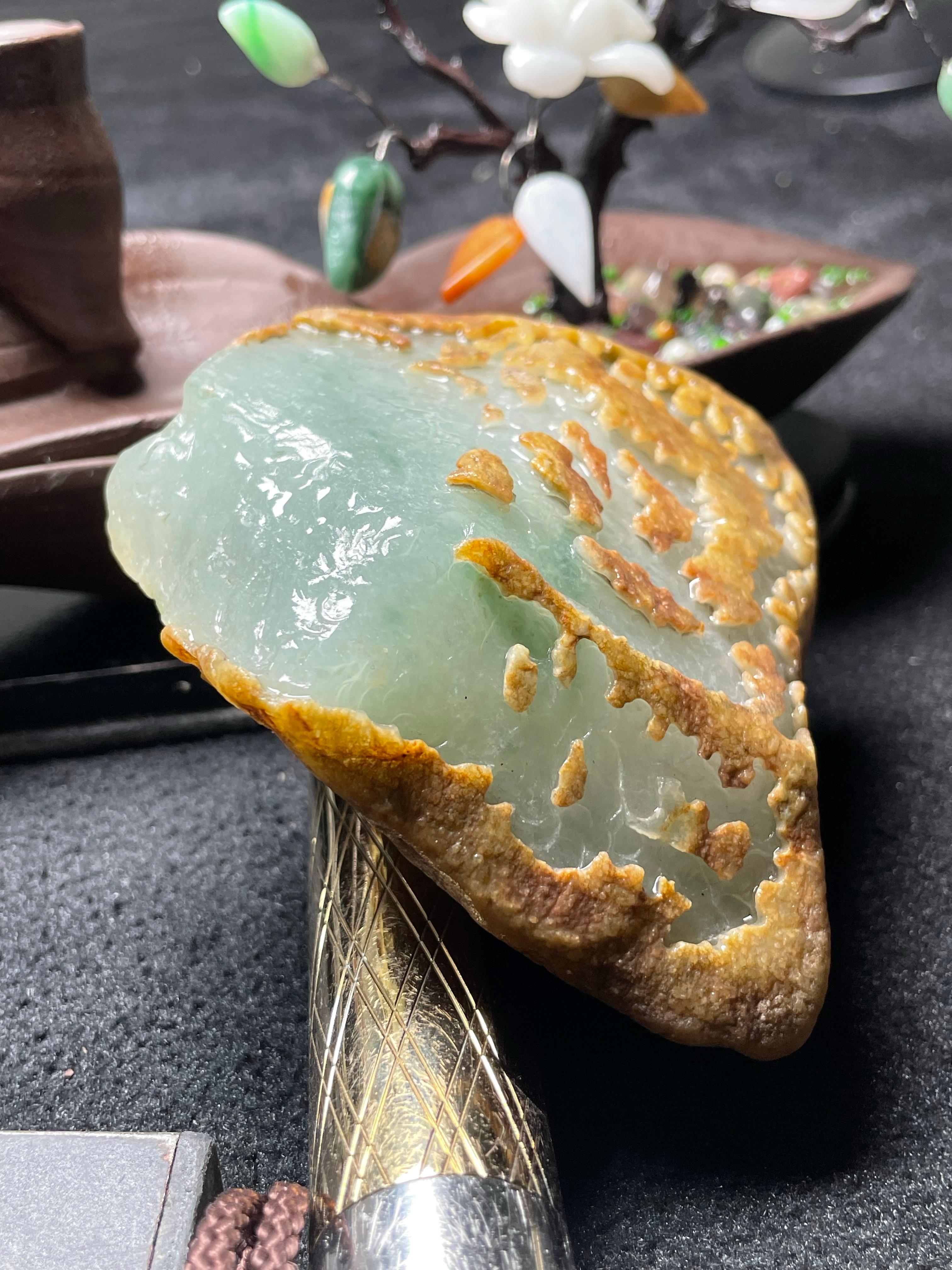 莫西沙开窗冰晴底飘花手镯料（yc536875）