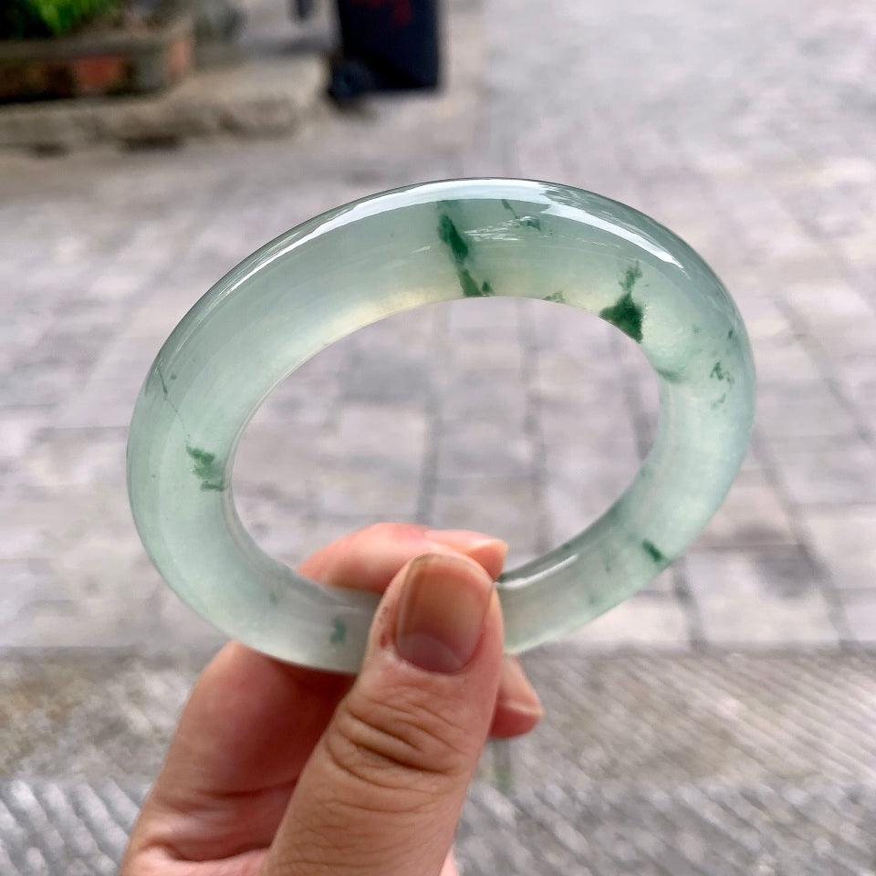 高冰飘花圆条手镯（57.3mm）（yc168593）