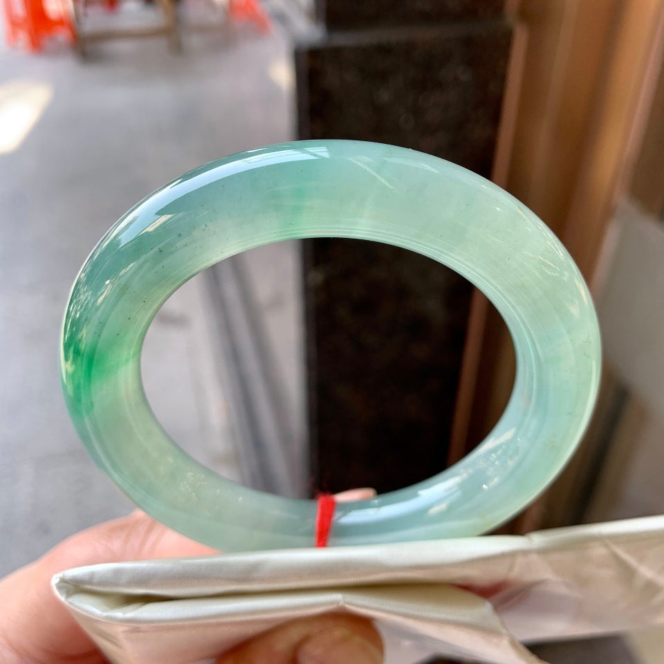 冰飘绿圆条手镯（57.3mm）（yc058547）