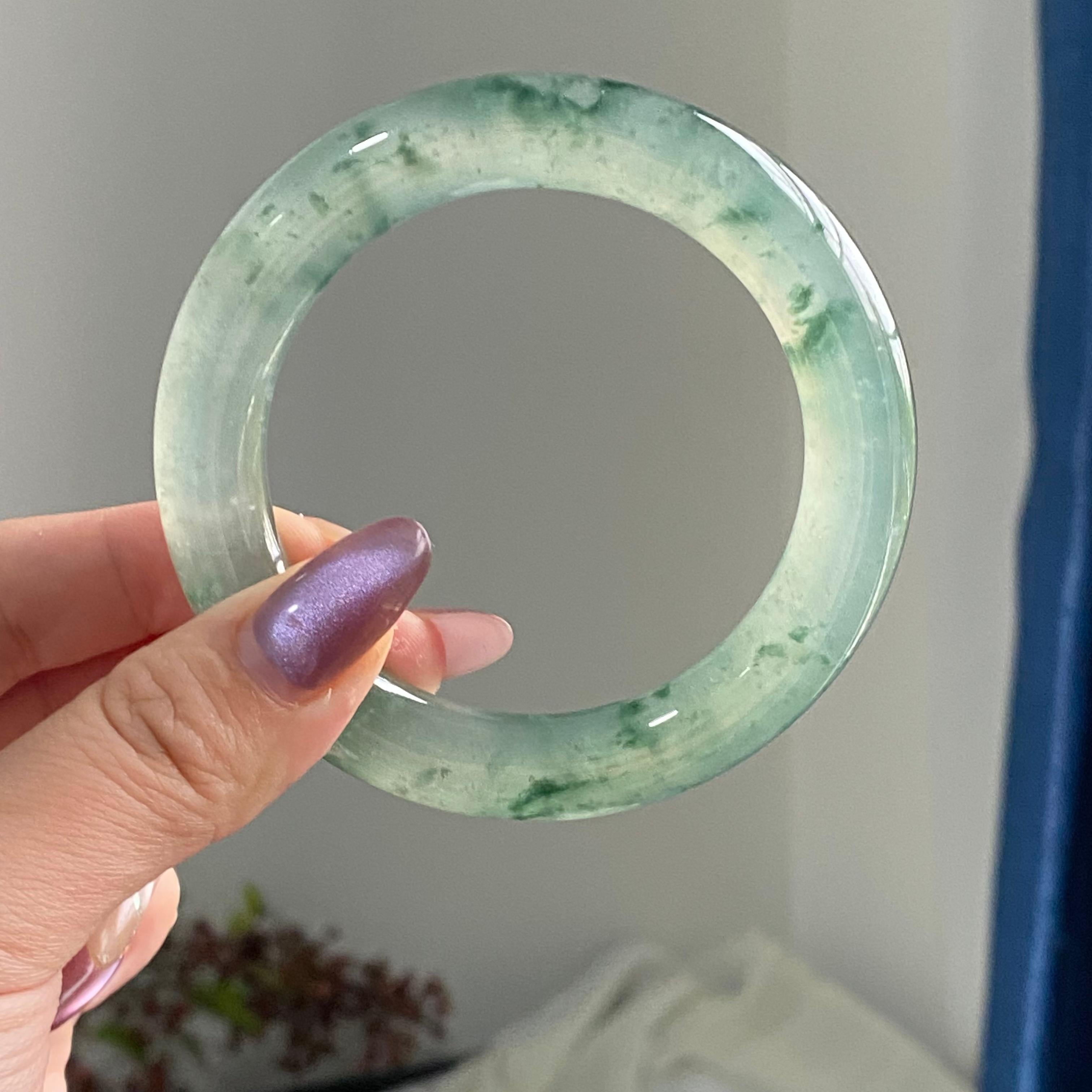 冰种飘花圆条手镯（55圈）（yc195804）