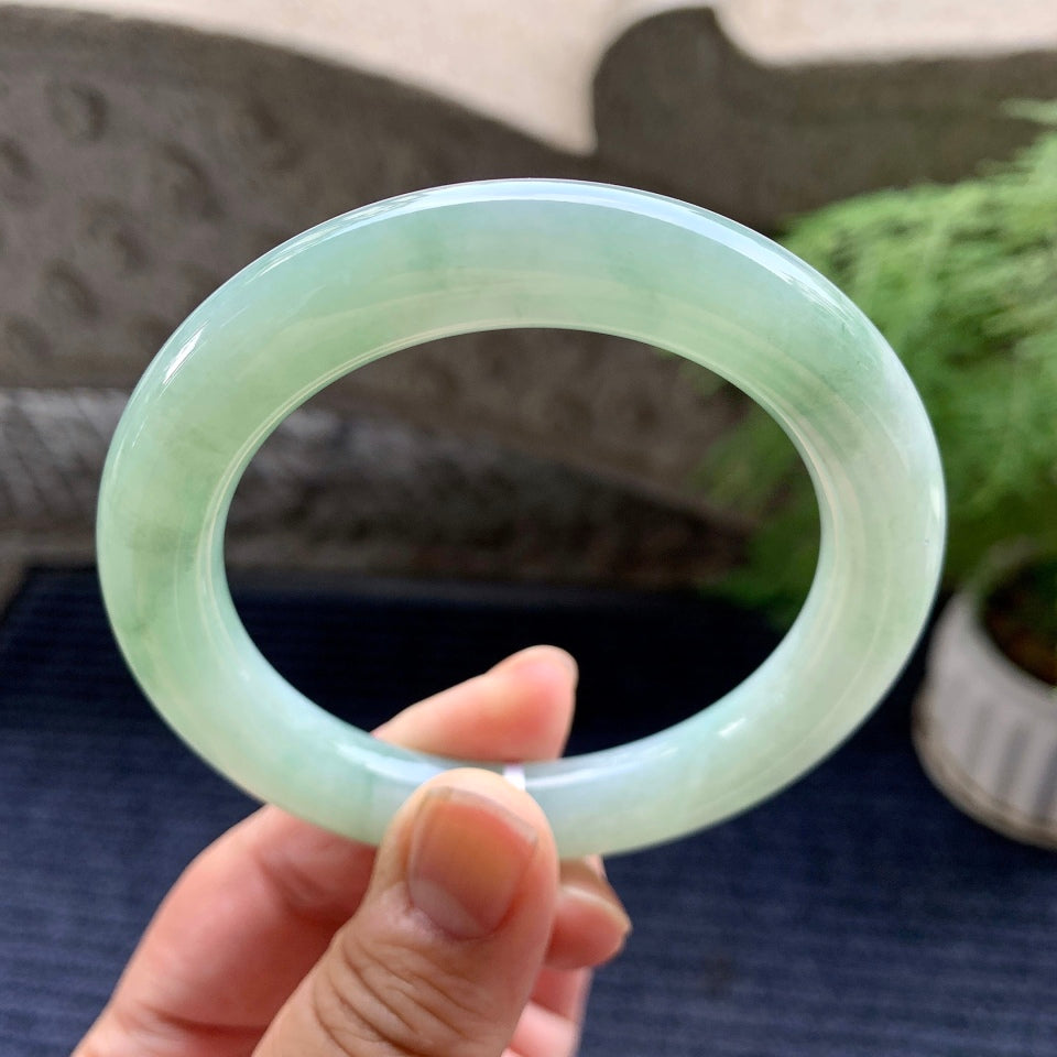 细糯种晴底飘花圆条手镯（56.2mm）（yc093311）