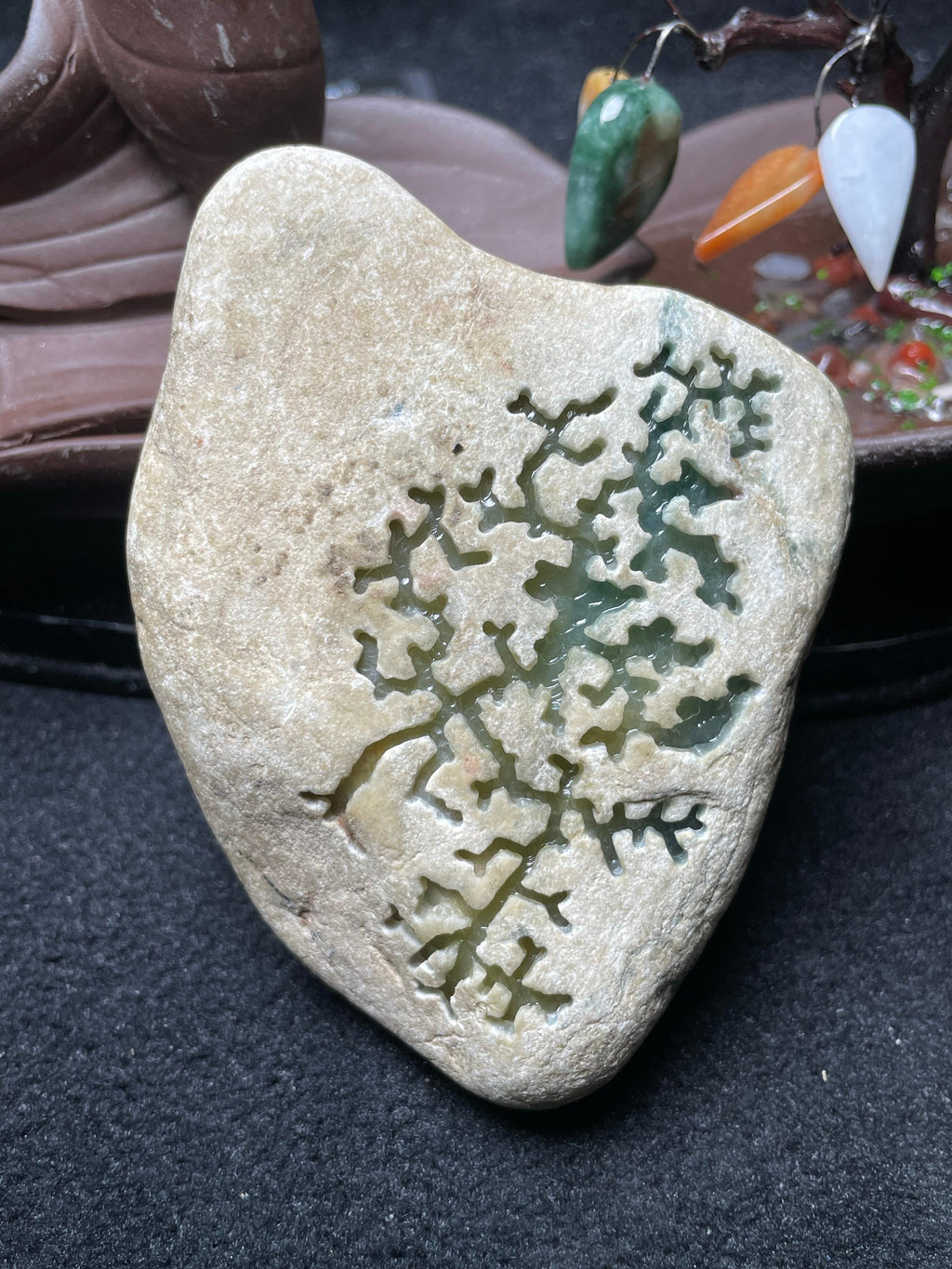 莫西沙开窗冰黄飘花牌子料（yc536912）