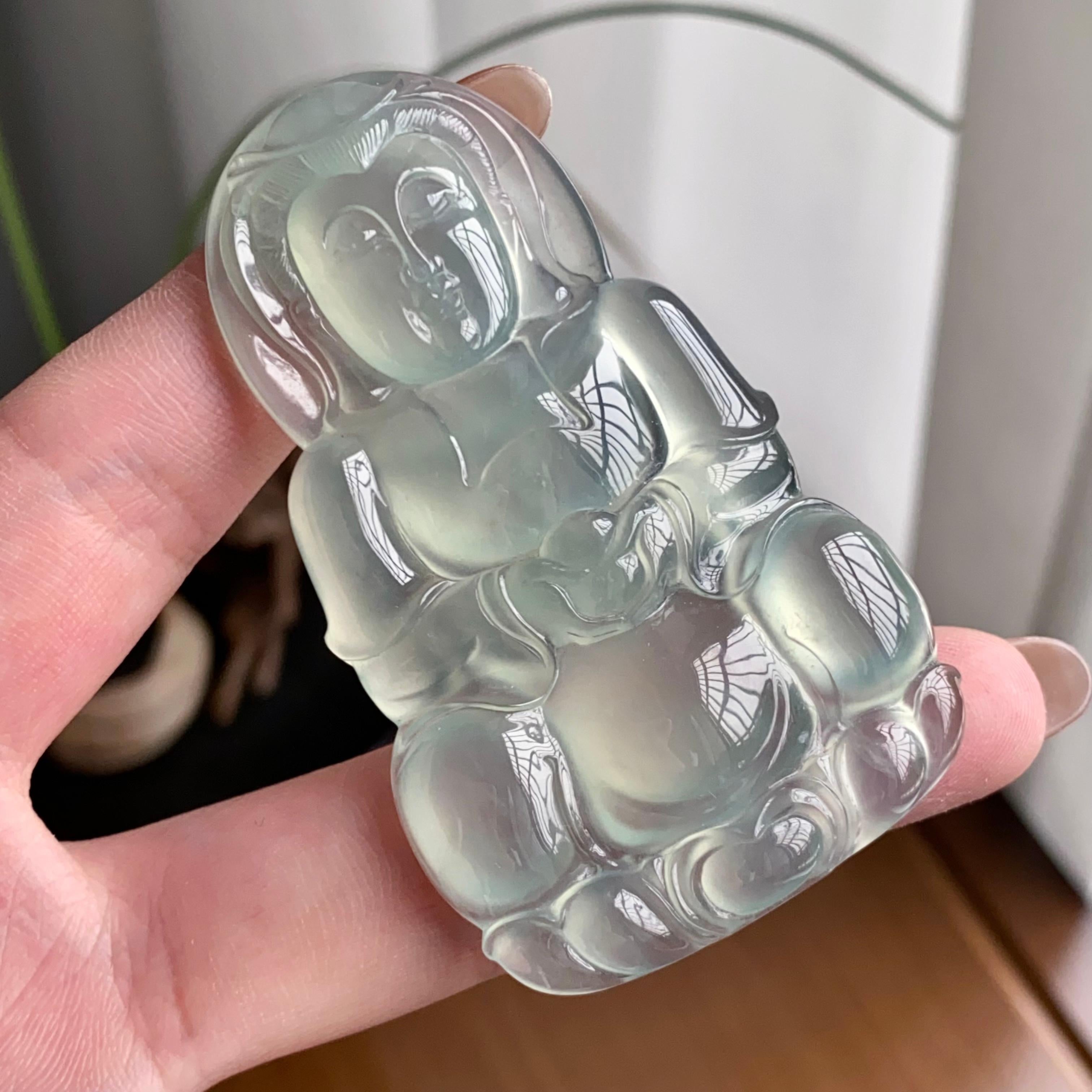 冰玻种淡晴底观音吊坠（yc260825）