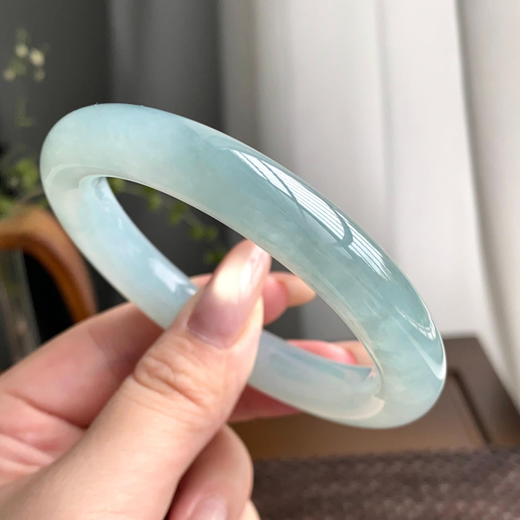 冰种蓝底圆条手镯（56圈）（yc247433）