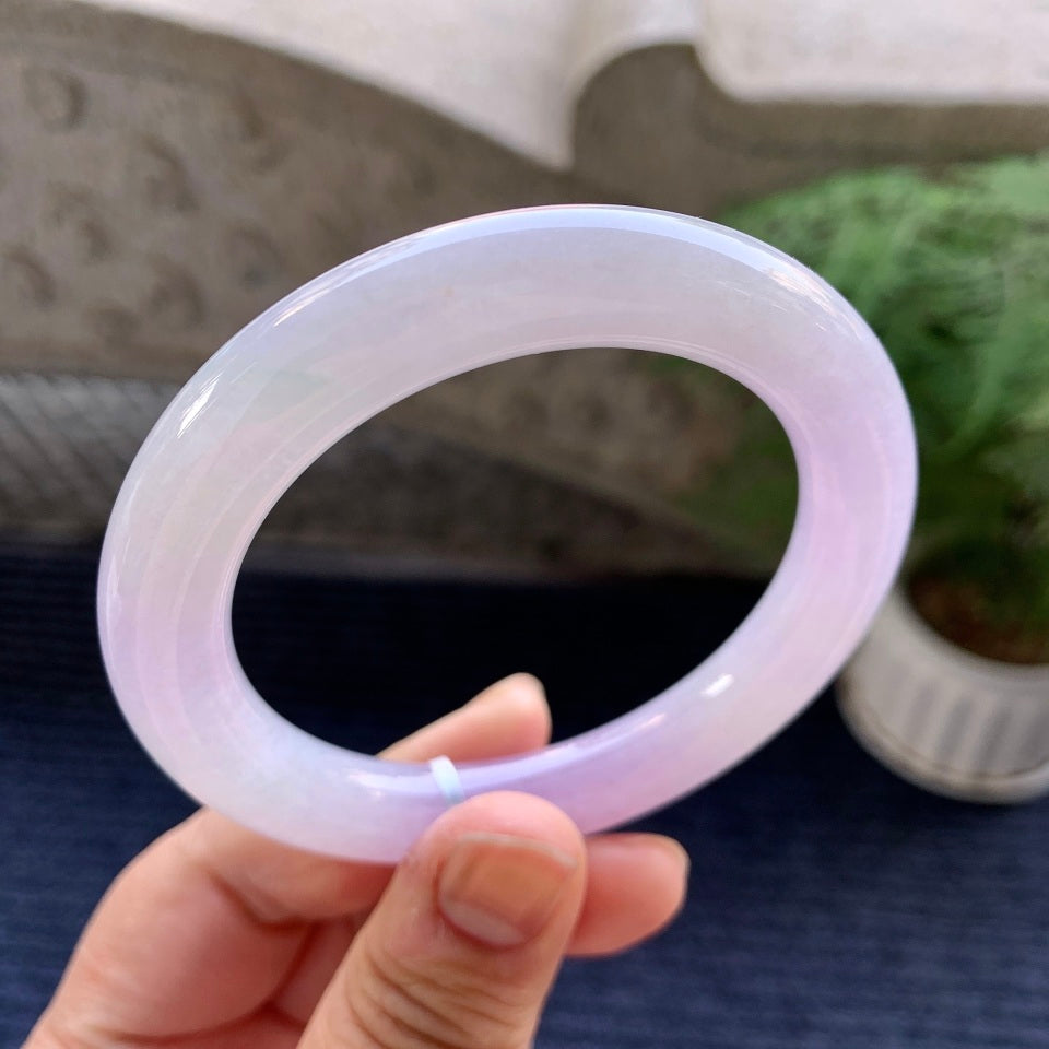 糯冰种紫罗兰圆条手镯（56.4mm）（yc079322）
