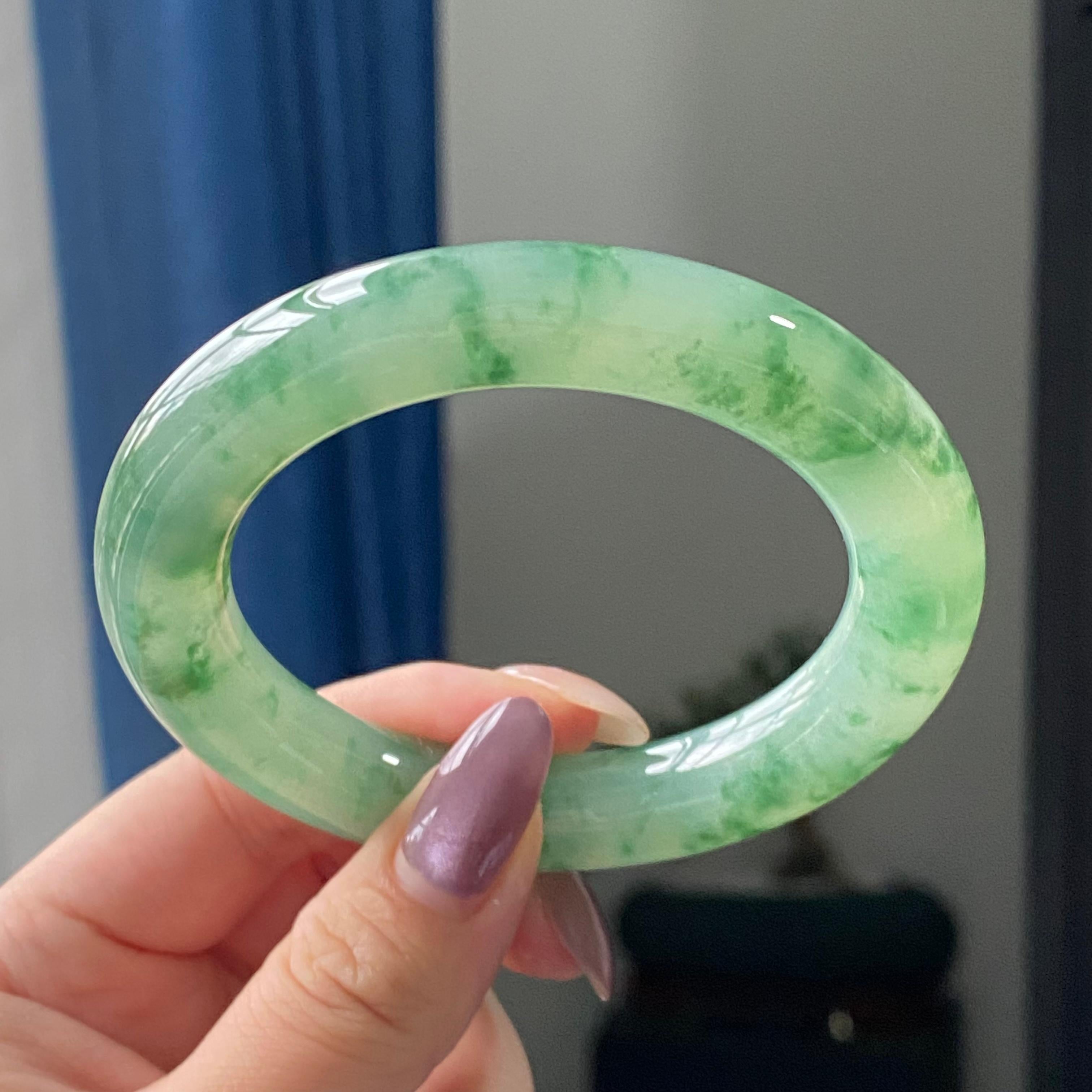 冰种飘花圆条手镯（57圈）（yc195754）