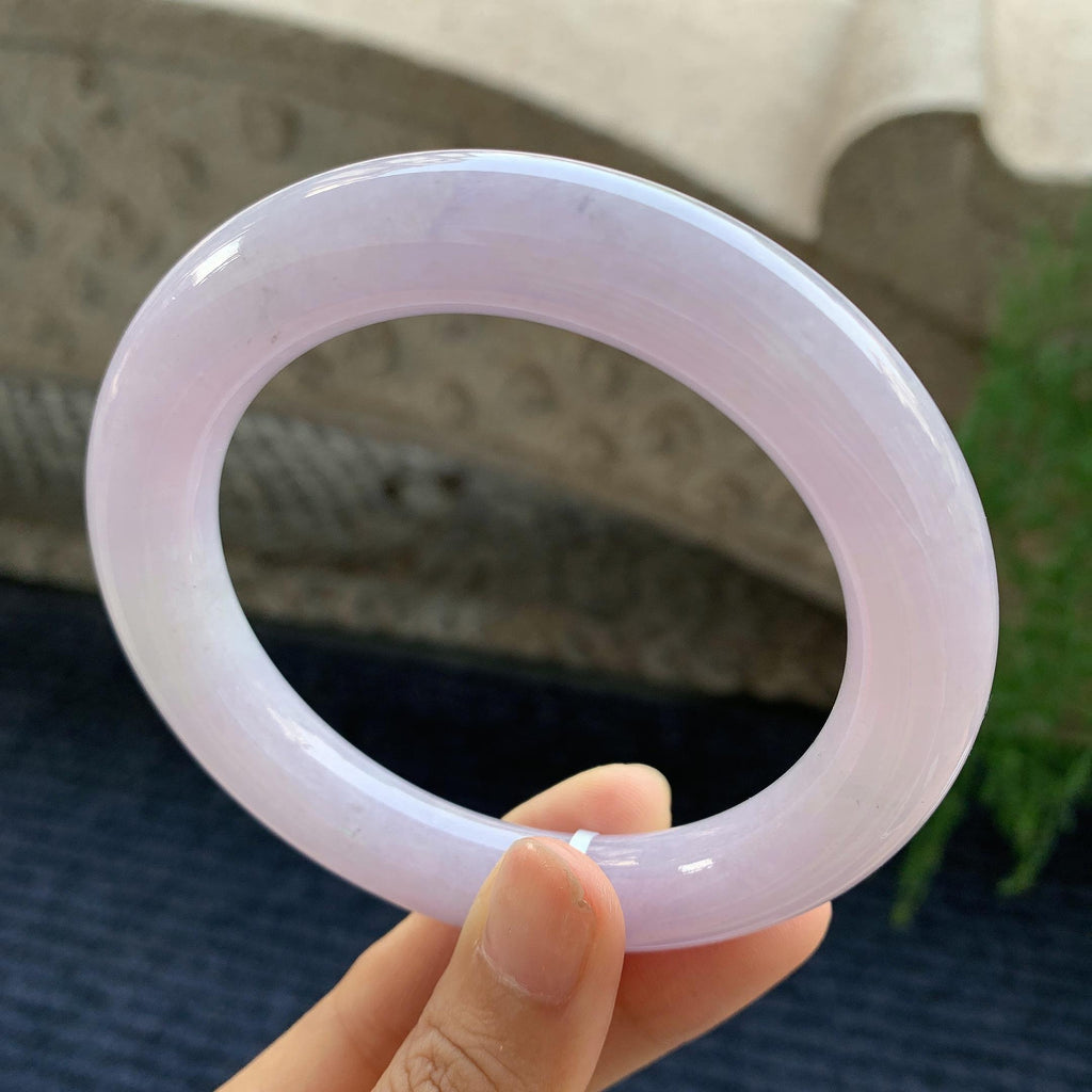 大圈口 细糯种淡紫色圆条手镯 60.5圈（yc709326）