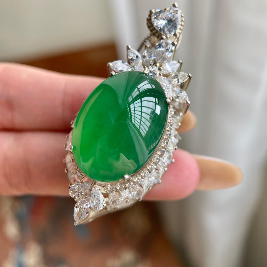 冰种满绿鸽子蛋吊坠裸石（yc223713）