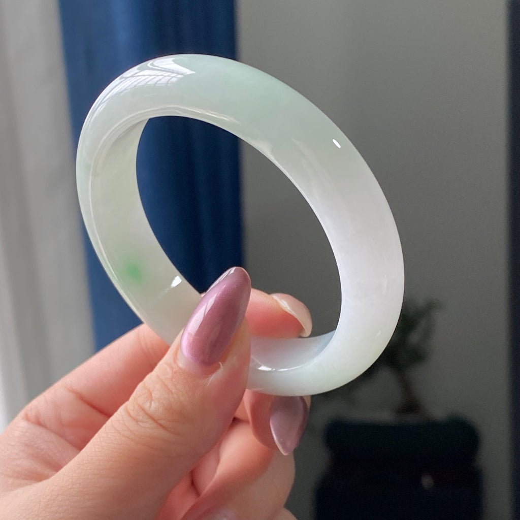 细糯种白底青平安镯手镯（55圈）（yc195718）