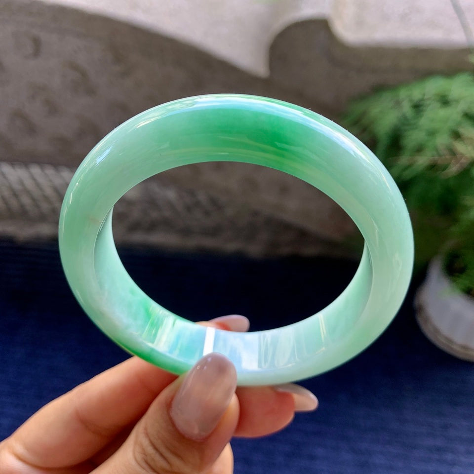 细糯种翠绿平安镯（55.3mm）（yc118762）
