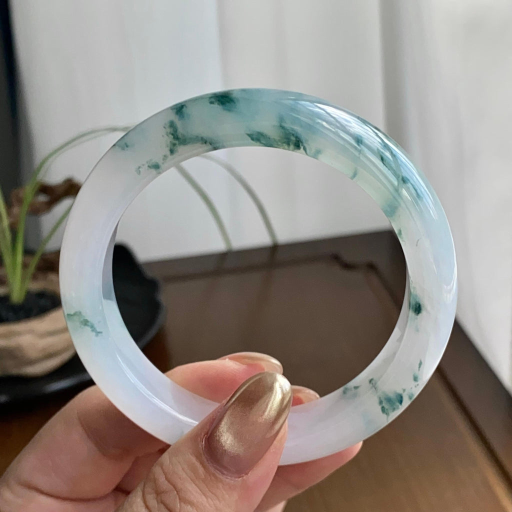 糯冰种飘花平安镯（56圈）（yc258950）