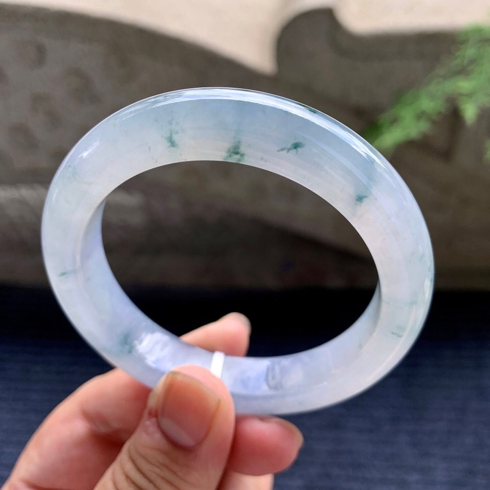 糯冰种紫罗兰飘花平安镯（55mm）（yc169970）