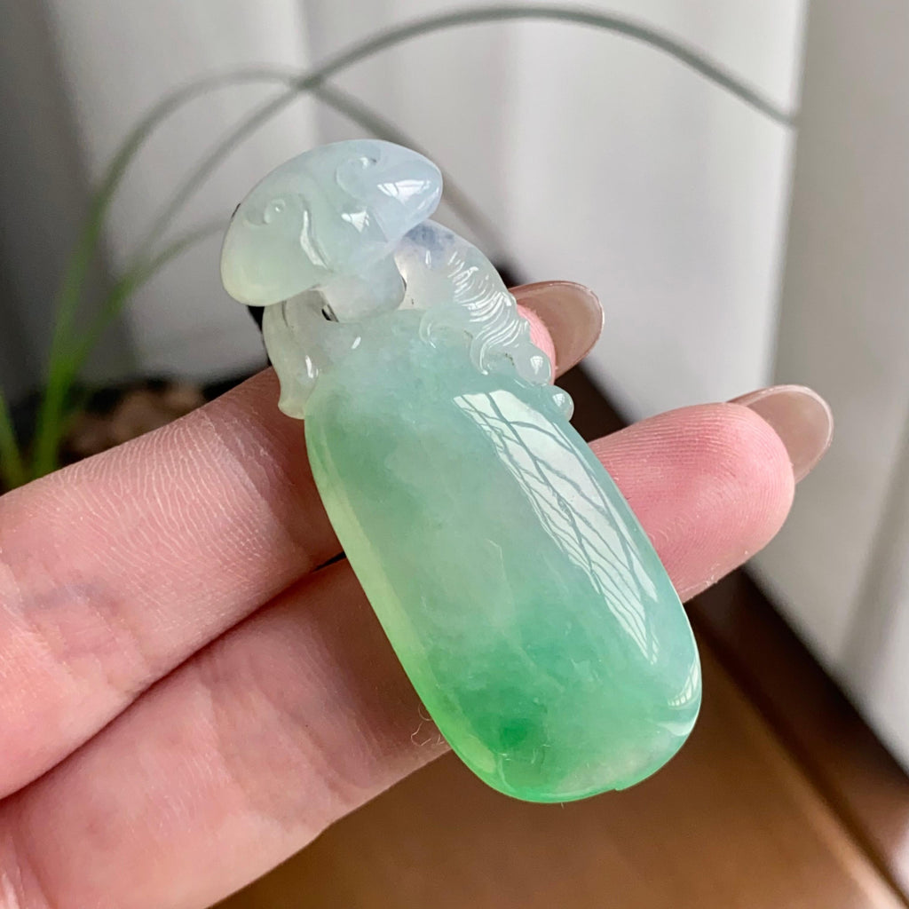 糯冰种飘花如意锁吊坠（yc260822）