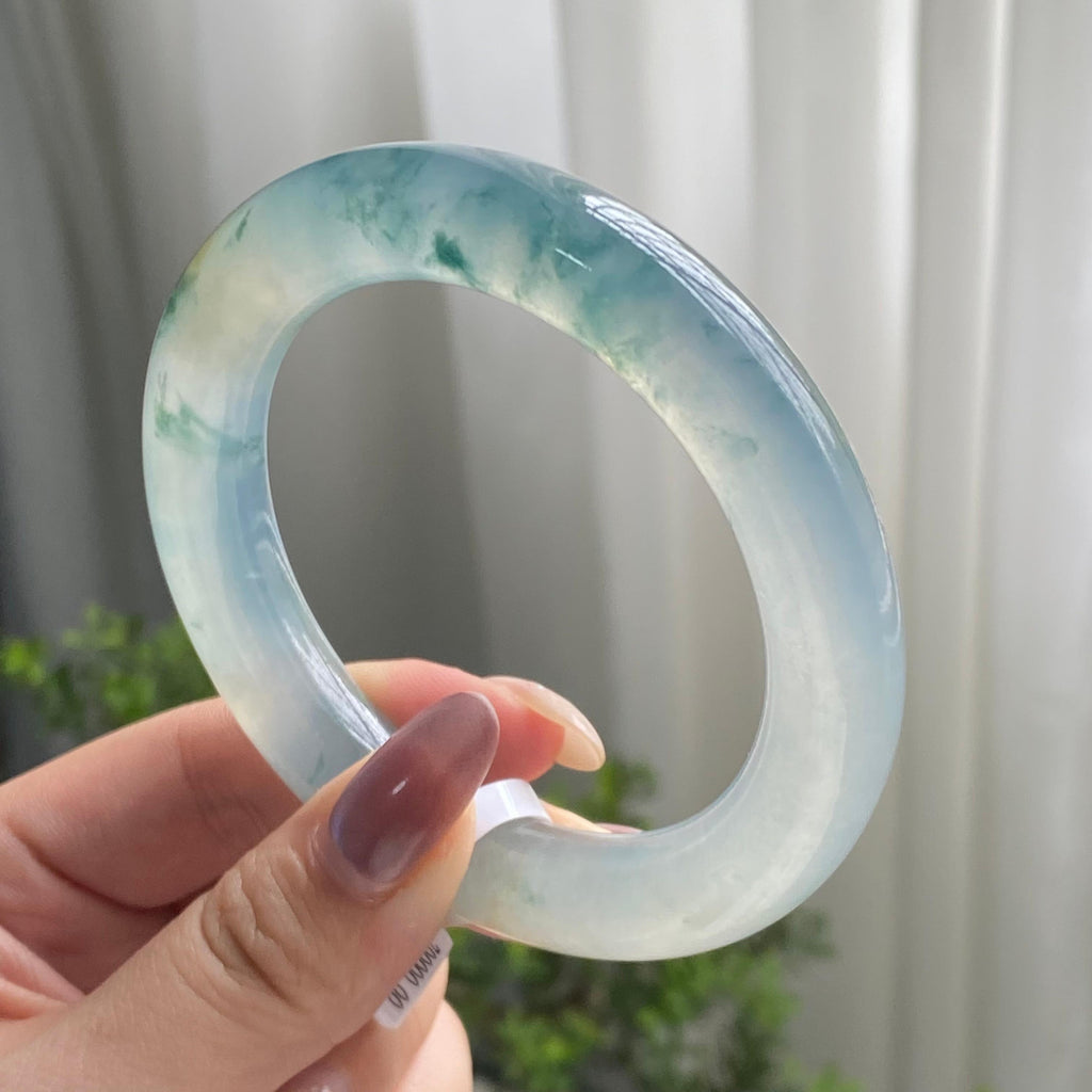 冰种飘花洒金圆条手镯（58圈）（yc199710）