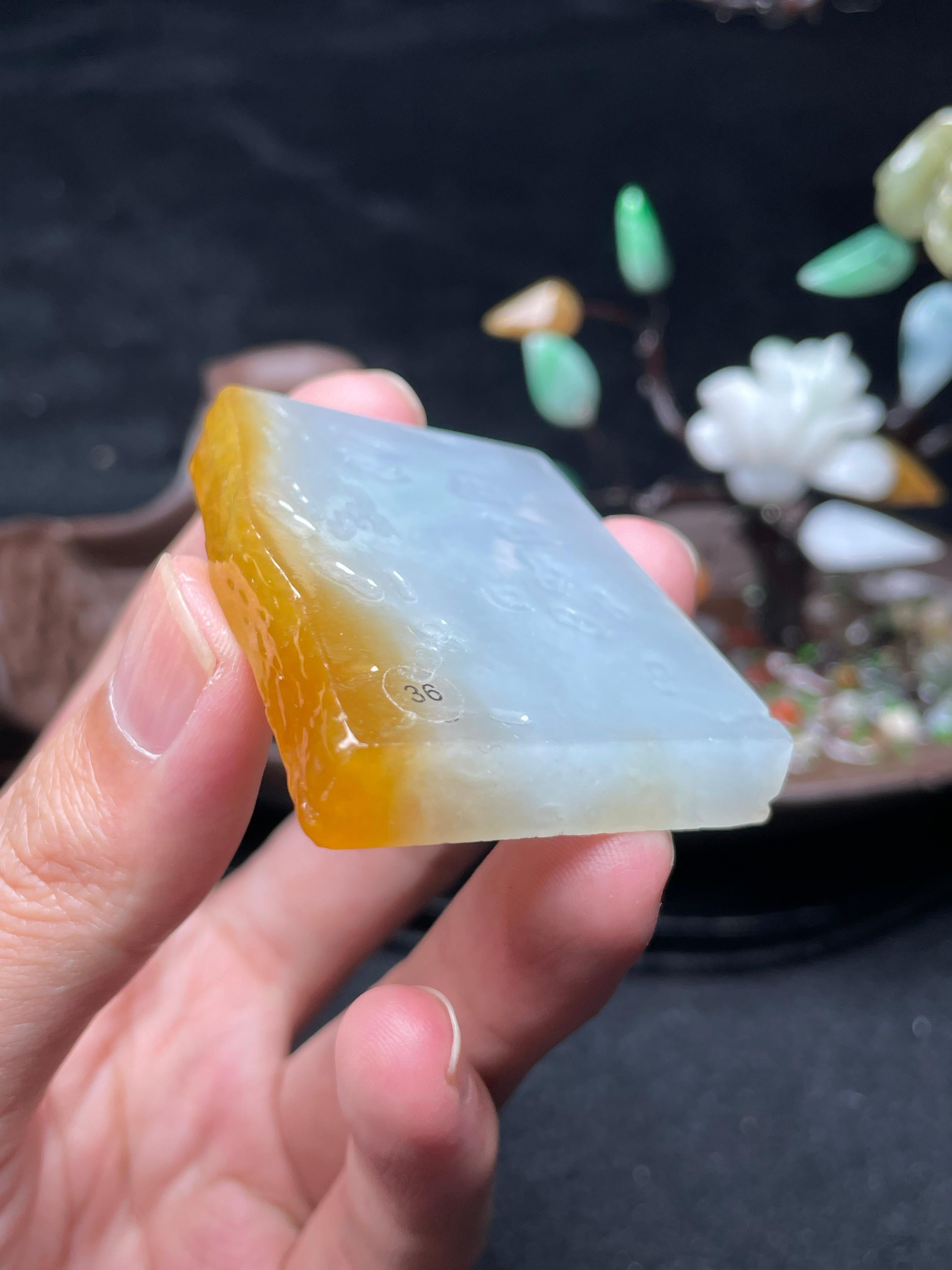 冰底黄翡方牌料（yc522701）