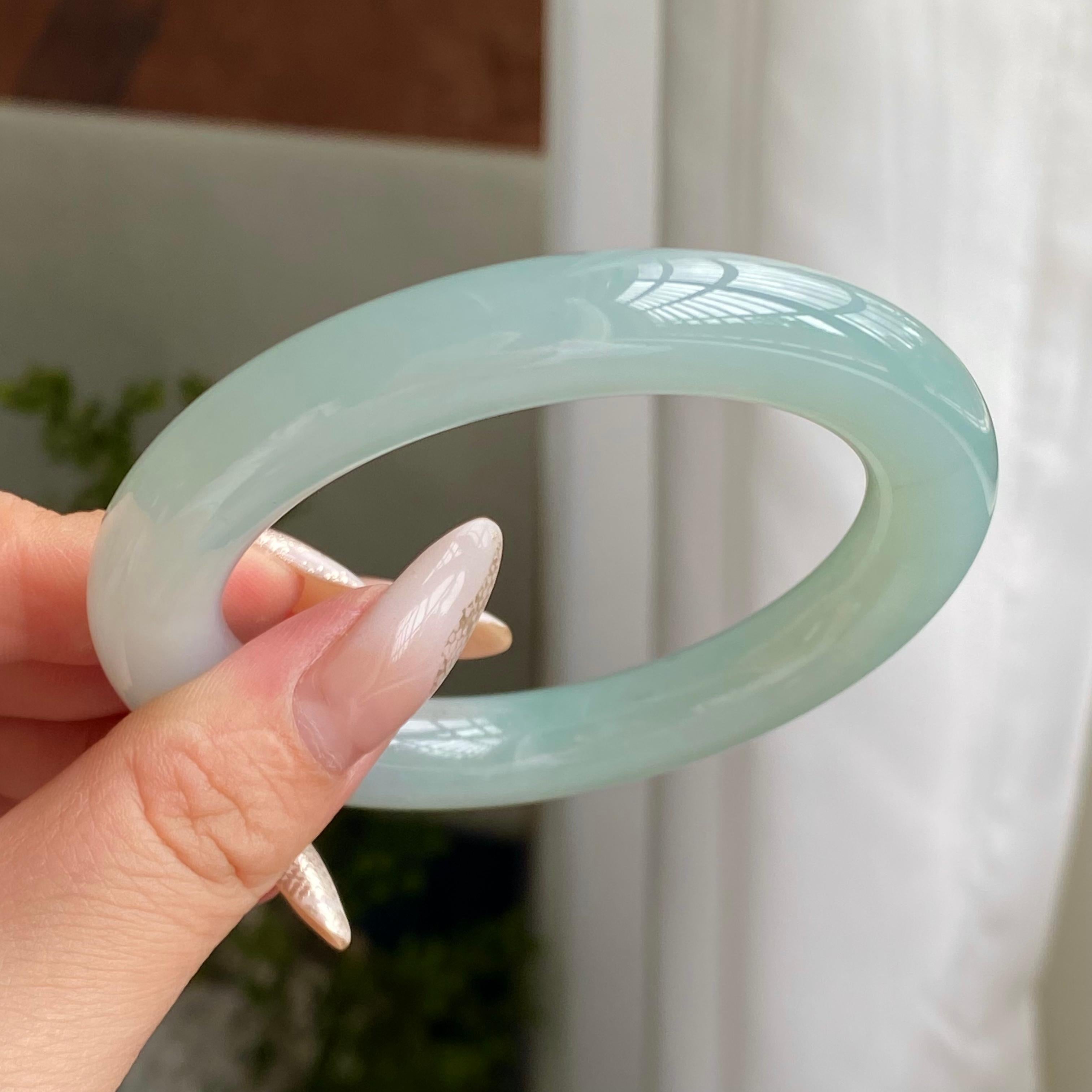 糯冰种晴底圆条手镯（55圈）（yc223124）