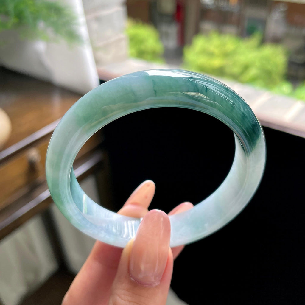 细糯种飘花正圈平安镯 56圈 天然缅甸A货翡翠（yc703297）