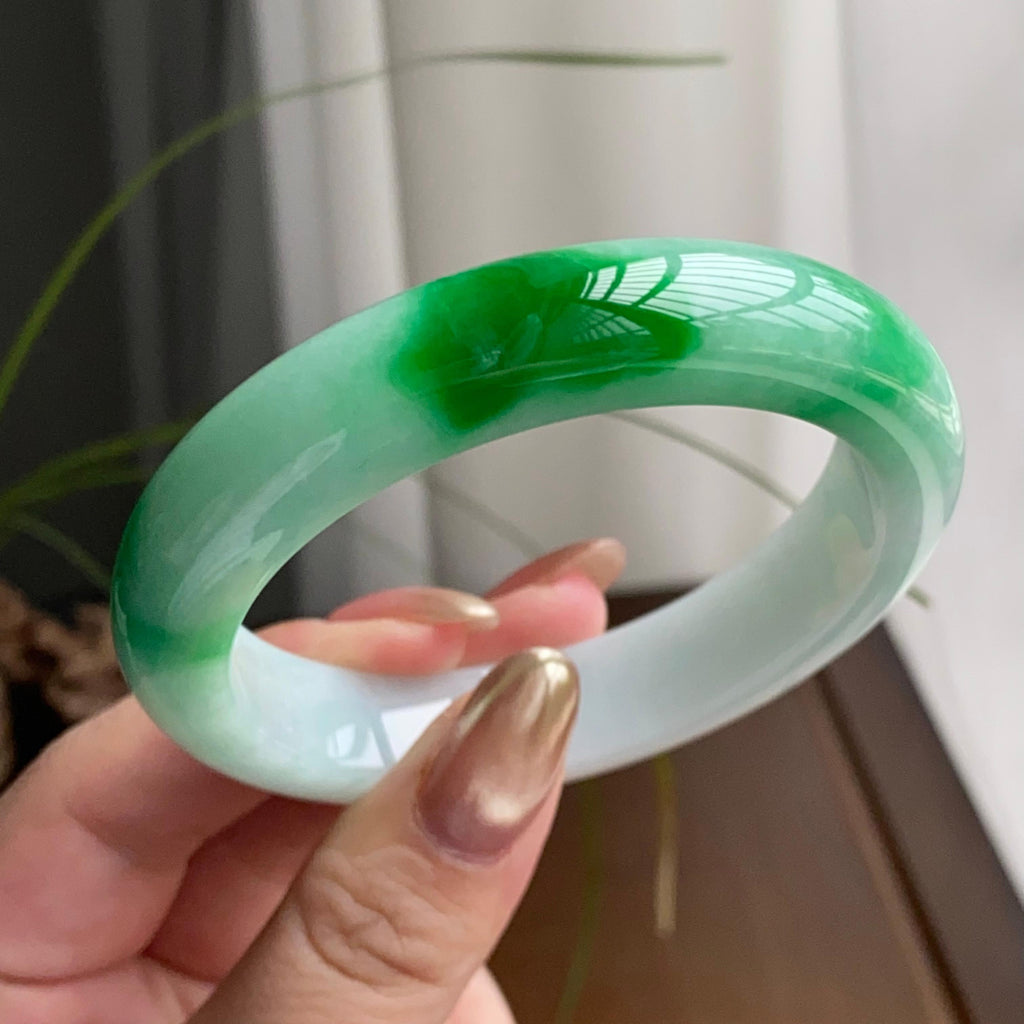 细糯种白底青平安镯（56圈）（yc259454）