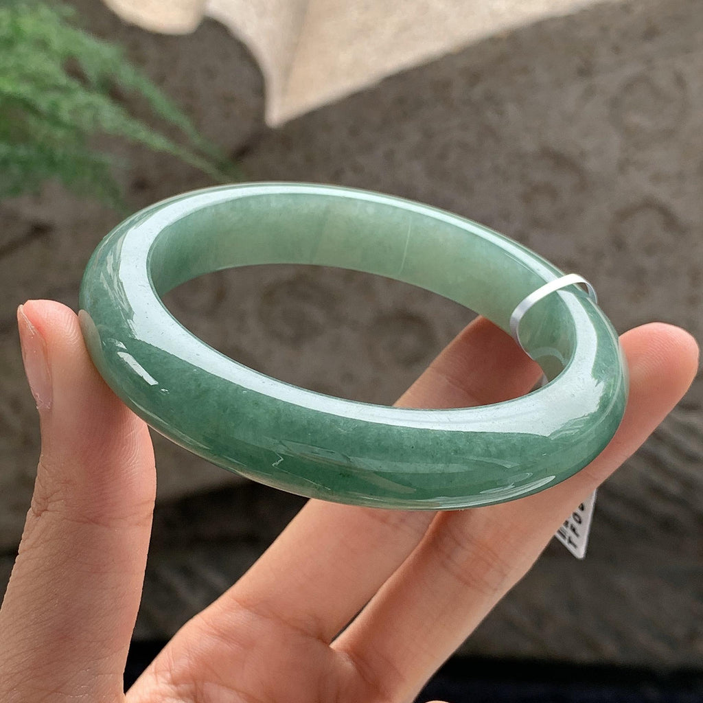 细糯种 湖水绿正圈平安镯 59.2圈 天然缅甸A货翡翠（yc701295）