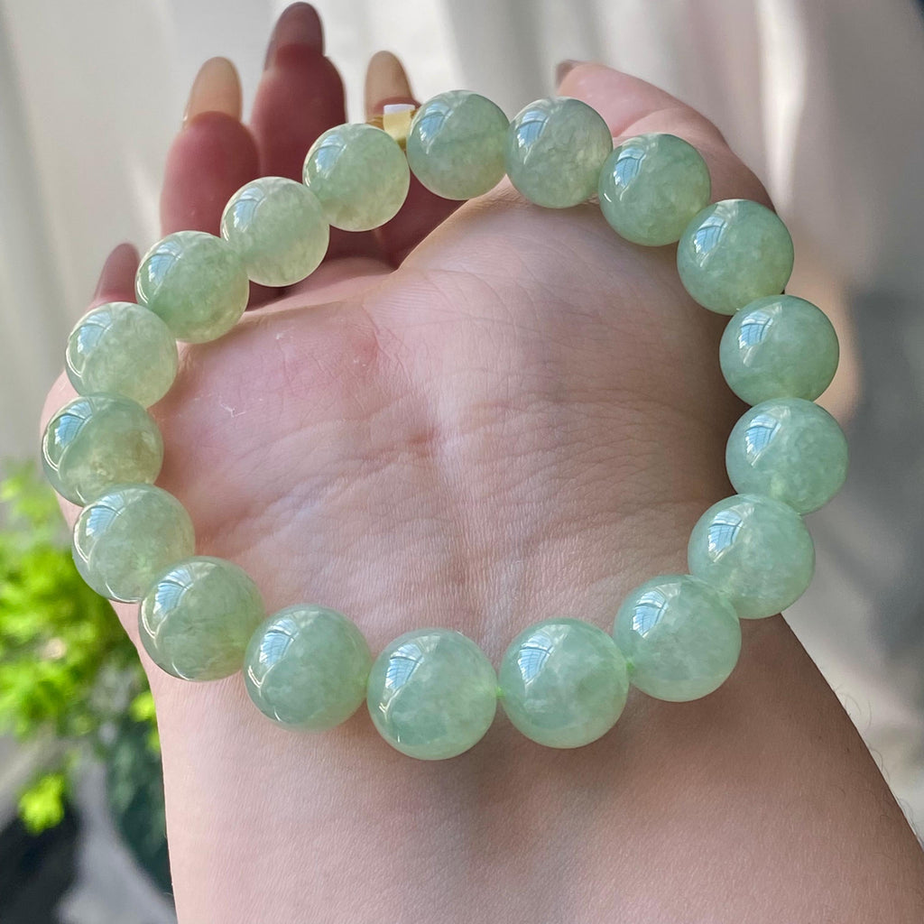 糯冰种湖水绿单圈手串（18颗）（yc203055）