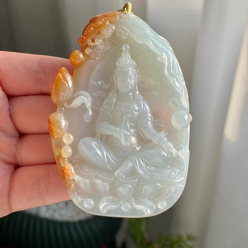 糯冰种双彩度母牌吊坠（yc214708）