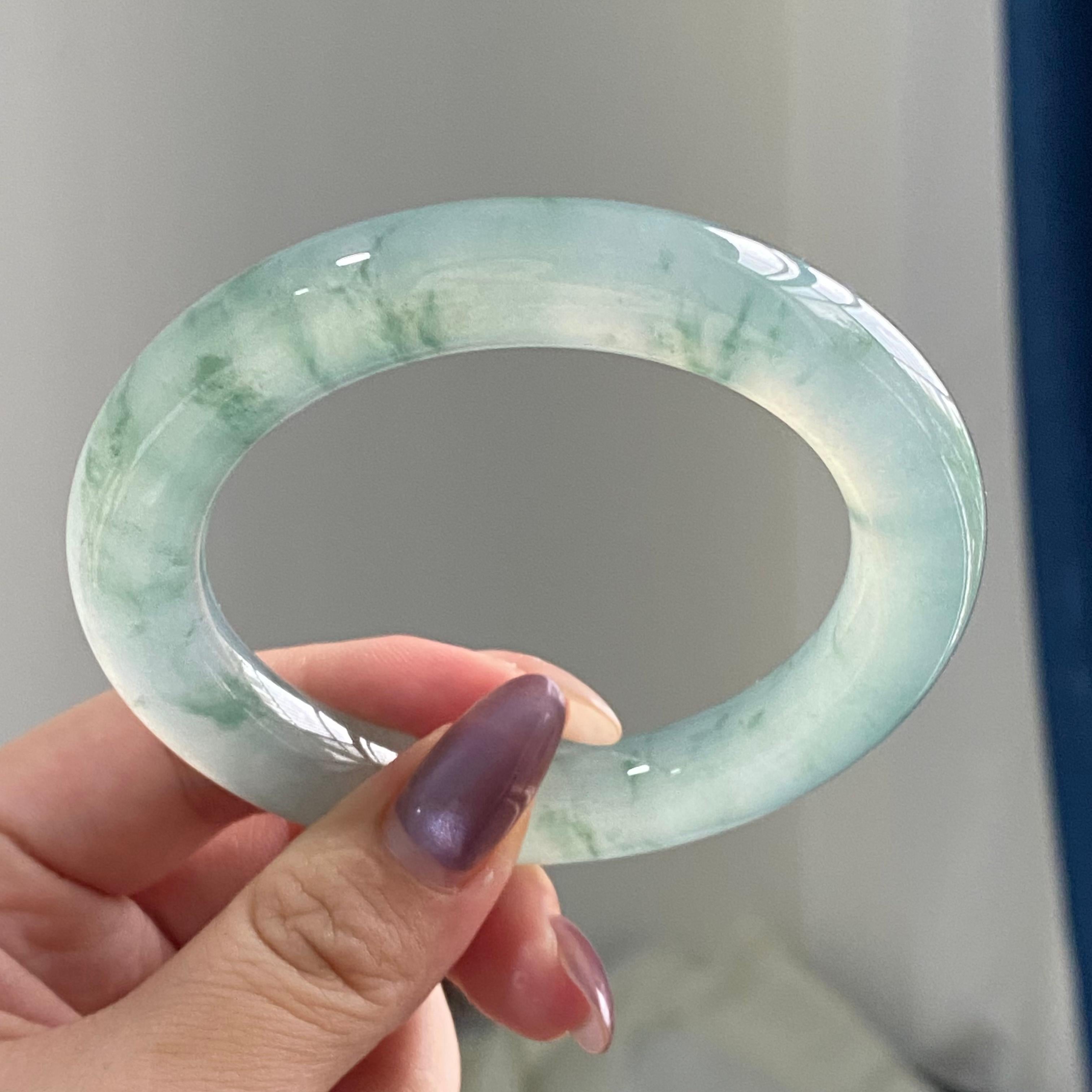 冰种飘花圆条手镯（57圈）（yc195792）