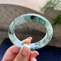 细糯种飘蓝花正圈平安镯 52.8圈口 天然缅甸A货翡翠（yc524441）