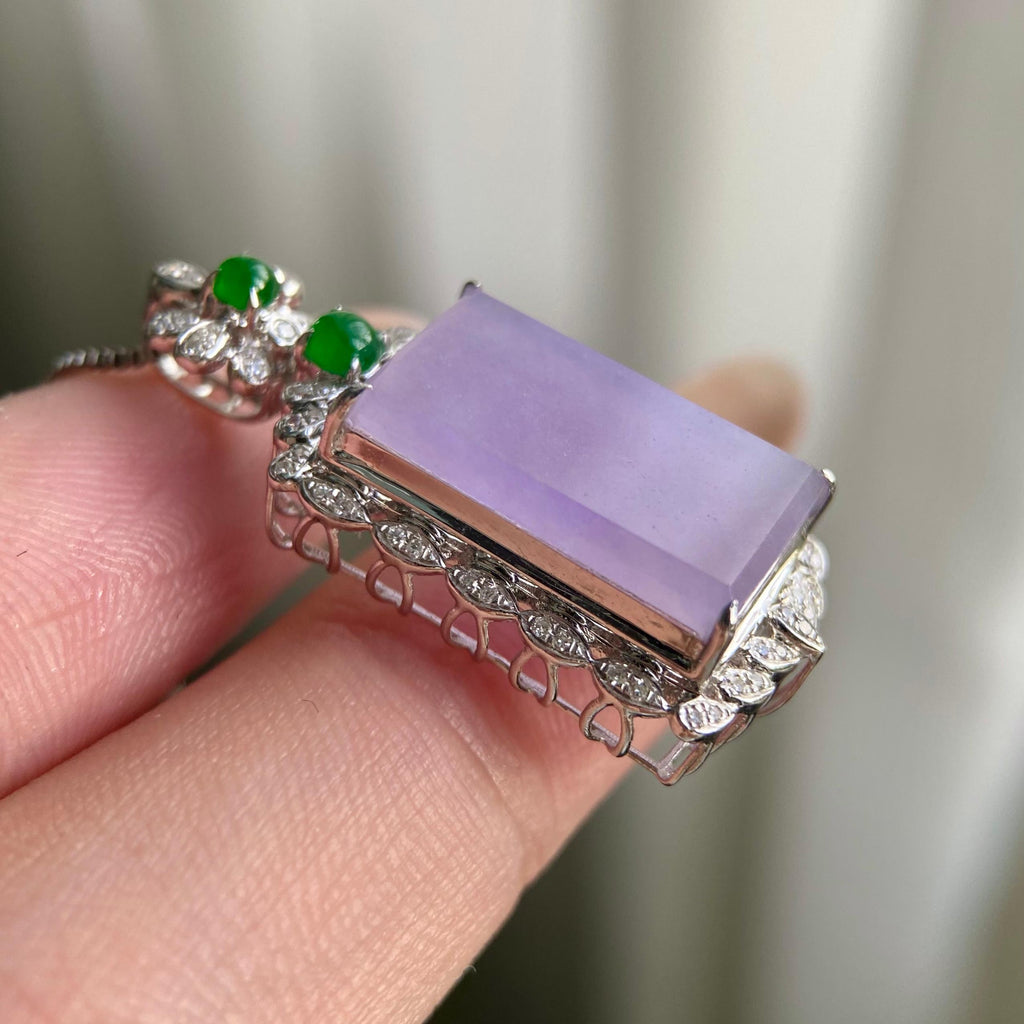 18k金钻镶冰种紫罗兰无事牌吊坠（yc216840）