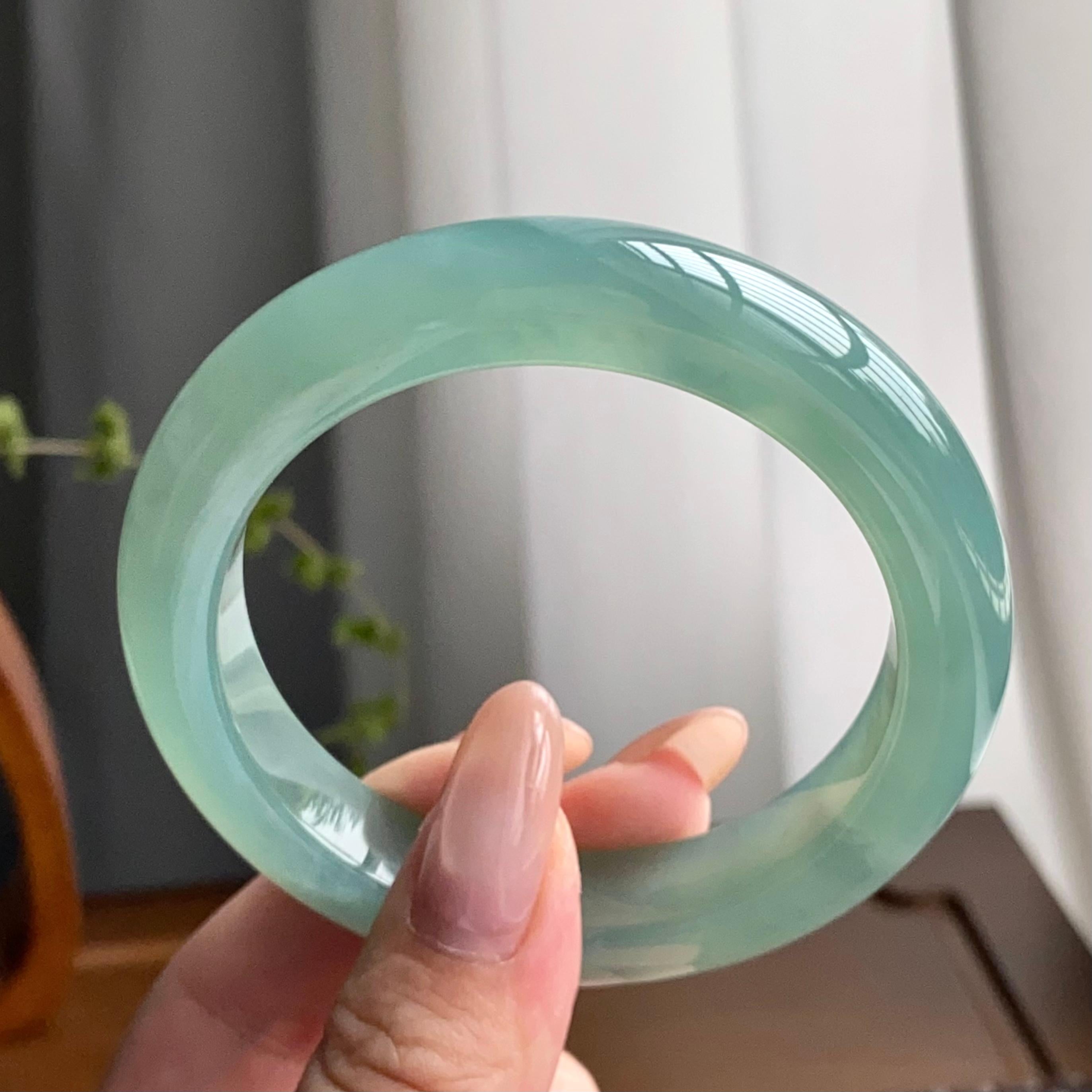 冰种湖水绿平安镯（55圈）（yc247614）