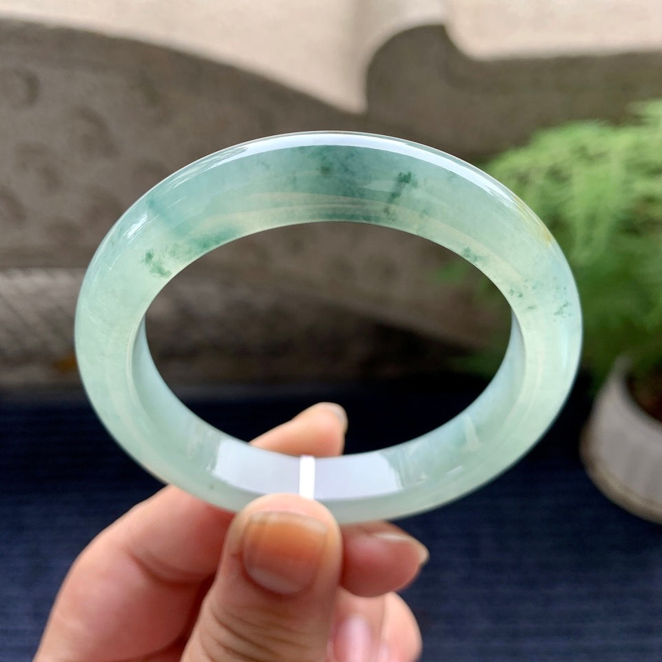 糯冰种飘花洒金平安镯（53mm）（yc089974）