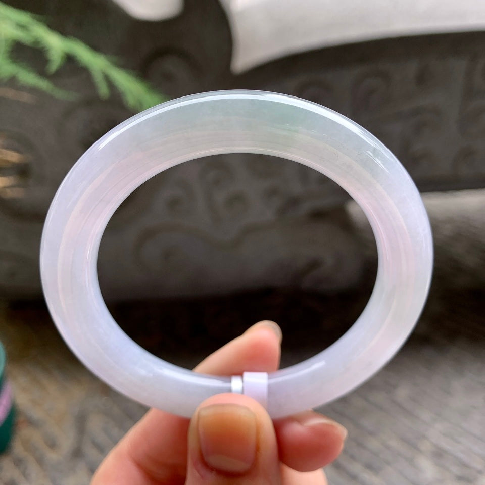 糯化淡粉底晴水圆条手镯（53.5mm）（yc016973）