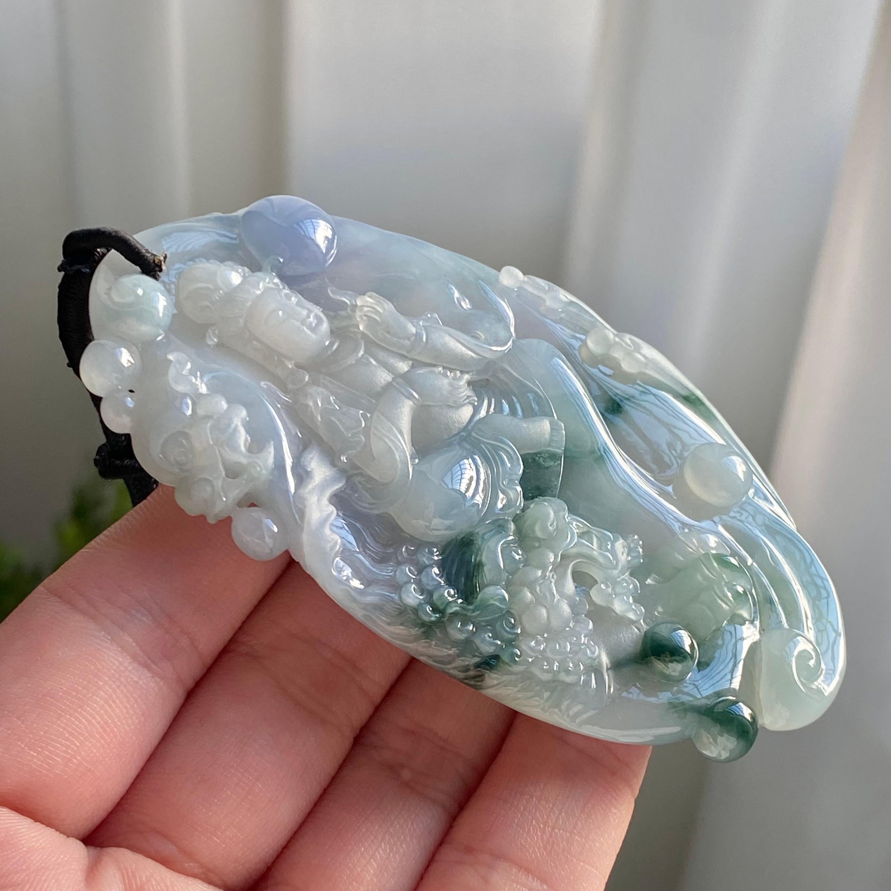 细糯种春彩神龙护主牌吊坠（yc214709）