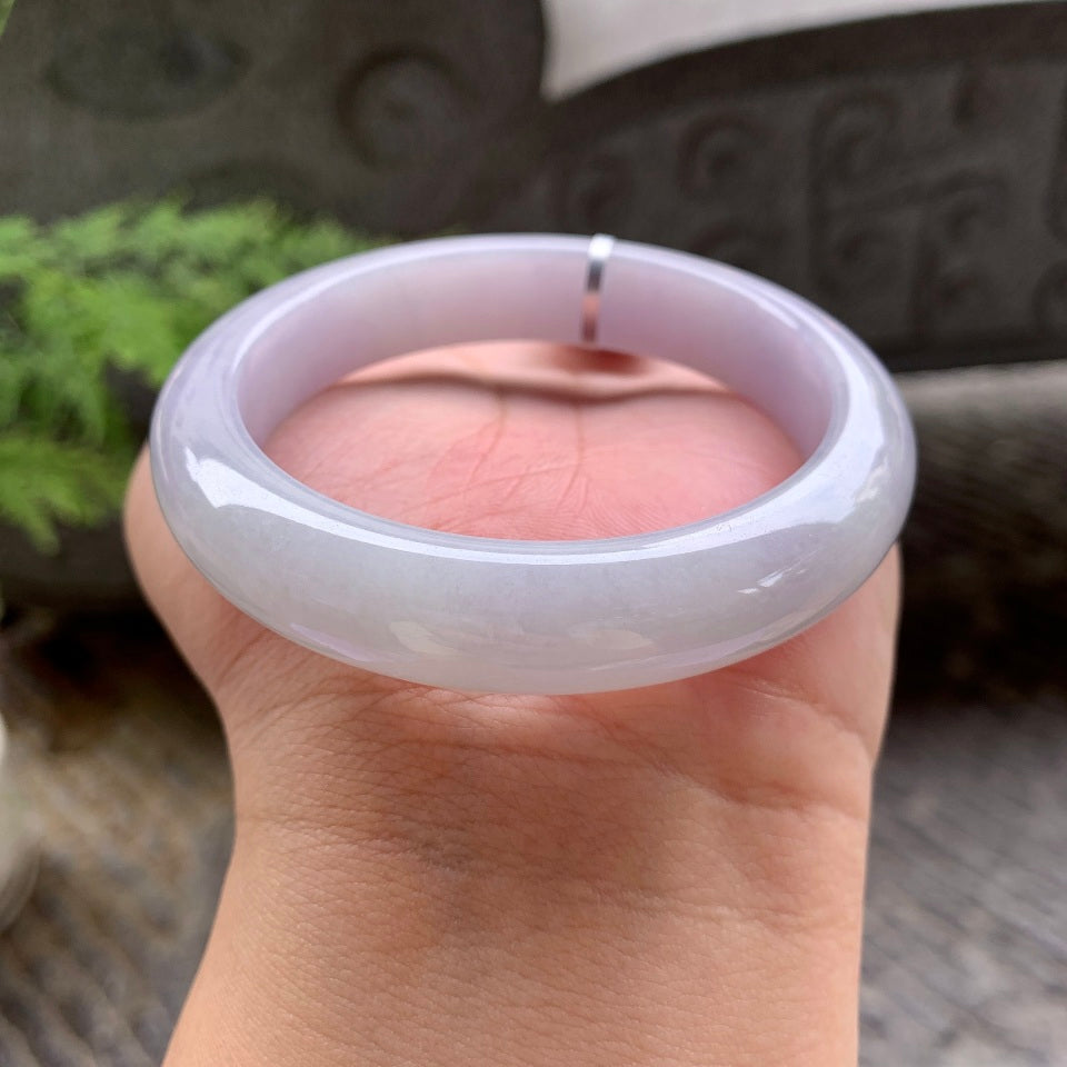 糯种淡粉底平安镯（57.5mm）（yc017433）