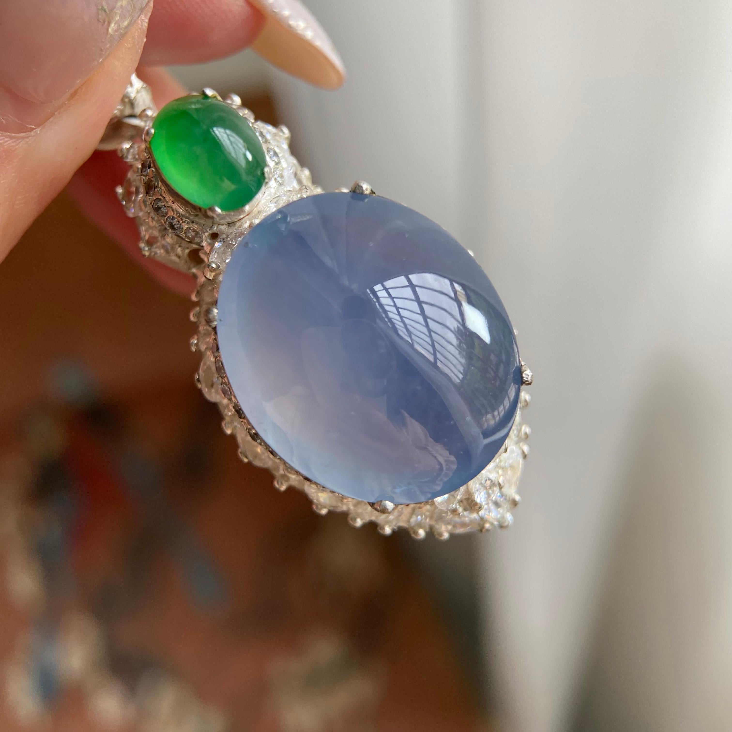 冰种紫罗兰鸽子蛋吊坠裸石（yc223657）