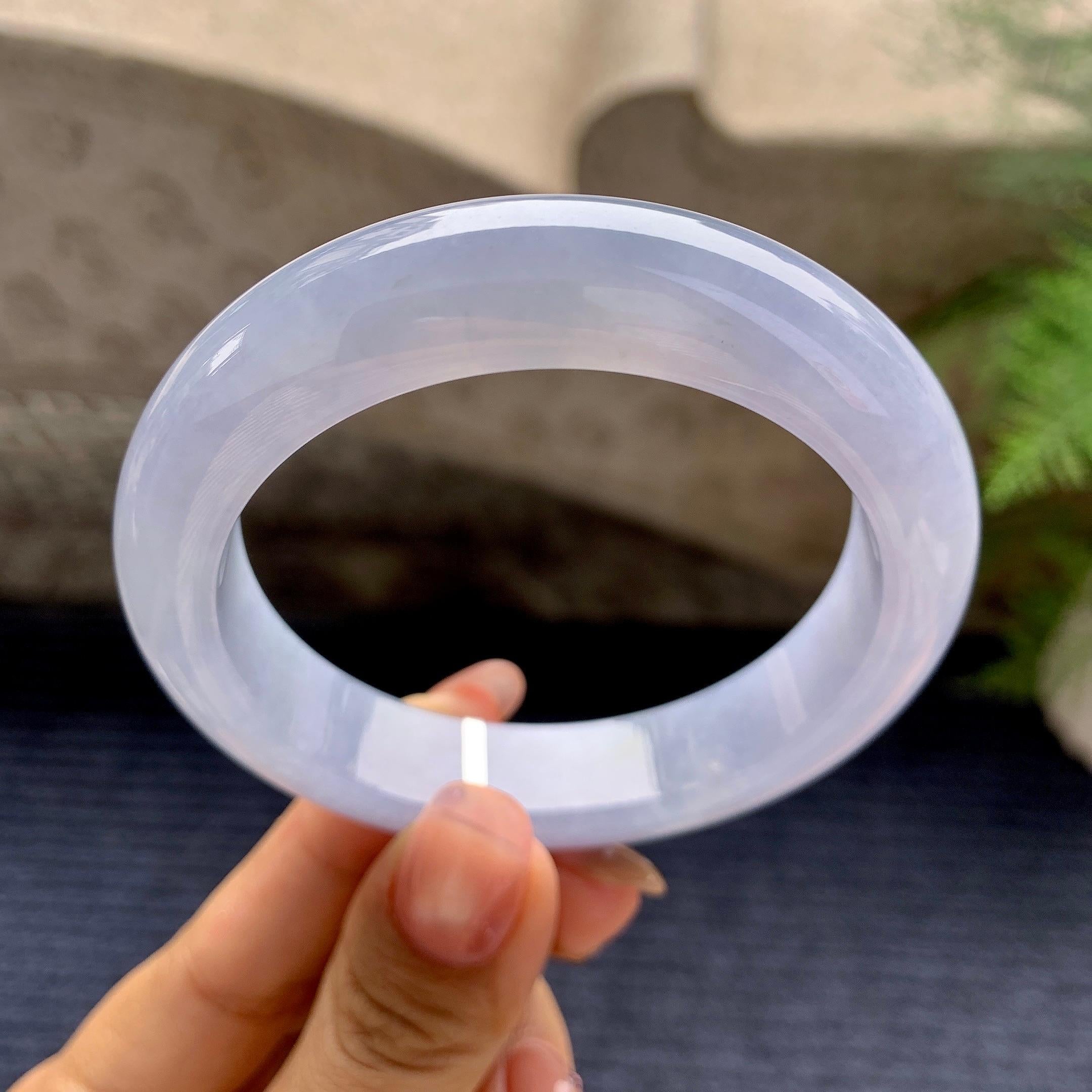 糯冰种紫罗兰平安镯（54.5mm）（yc280877）