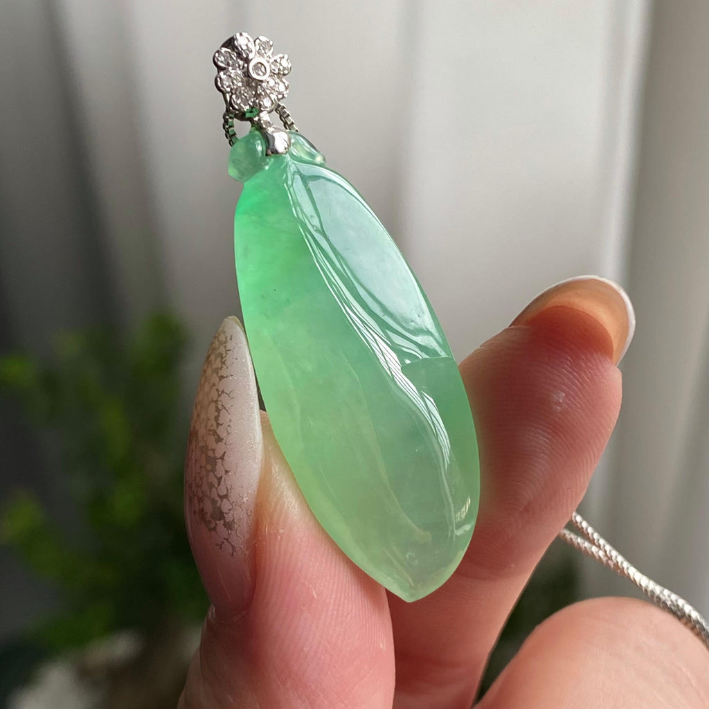 18k金钻镶冰种晴底福瓜吊坠（yc206760）