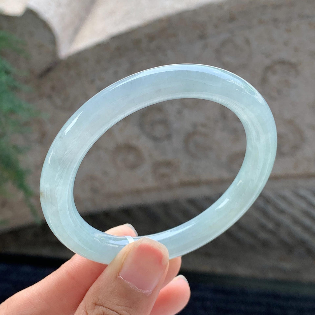 细糯种 晴底圆条手镯 52.3圈 天然缅甸A货翡翠（yc699574）