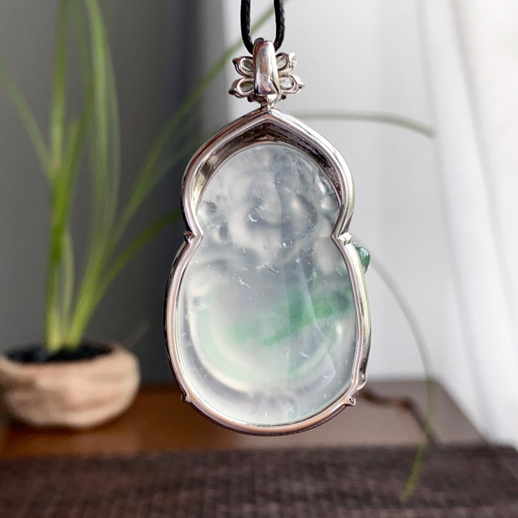 18k金钻镶冰种飘花财神吊坠（yc250290）