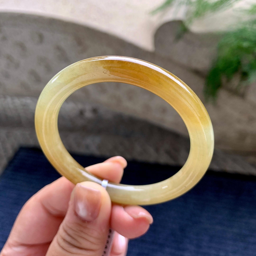 小圈口 细糯种黄翡圆条手镯 52圈口 （yc705881）