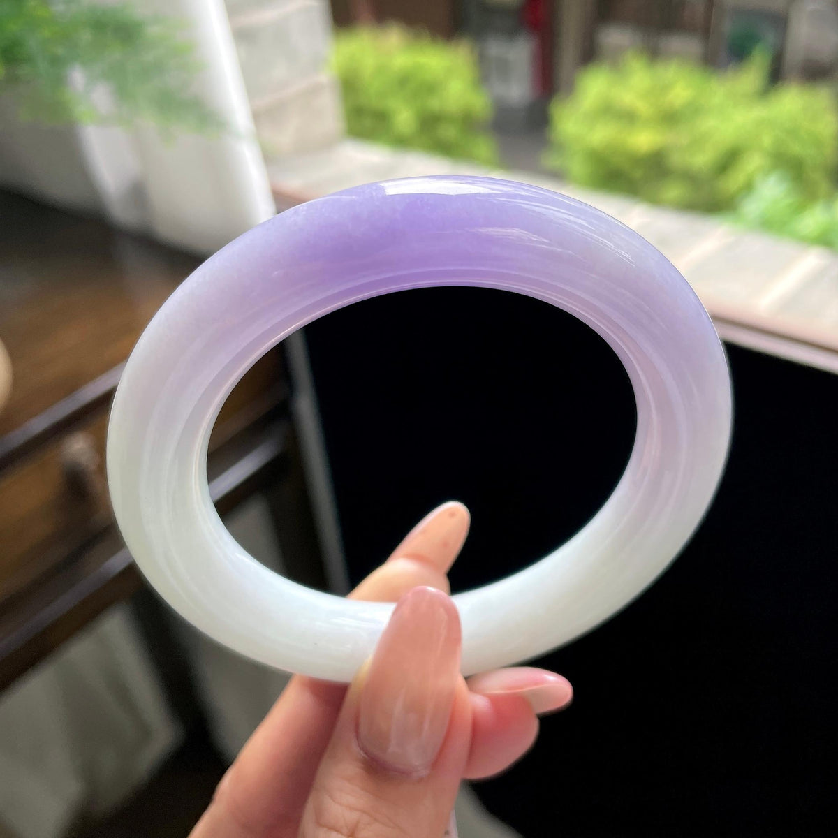 细糯种紫罗兰圆条 57.2圈 天然缅甸A货翡翠（yc703273）