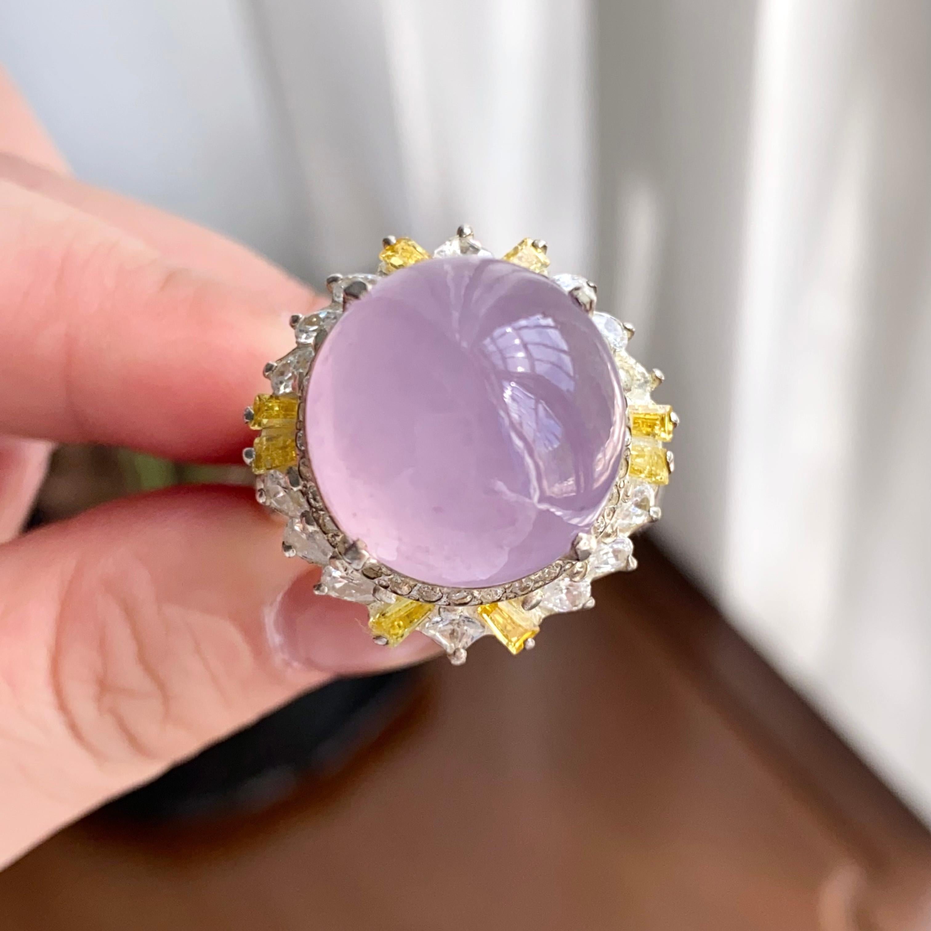 冰种粉春紫戒面裸石（yc258282）