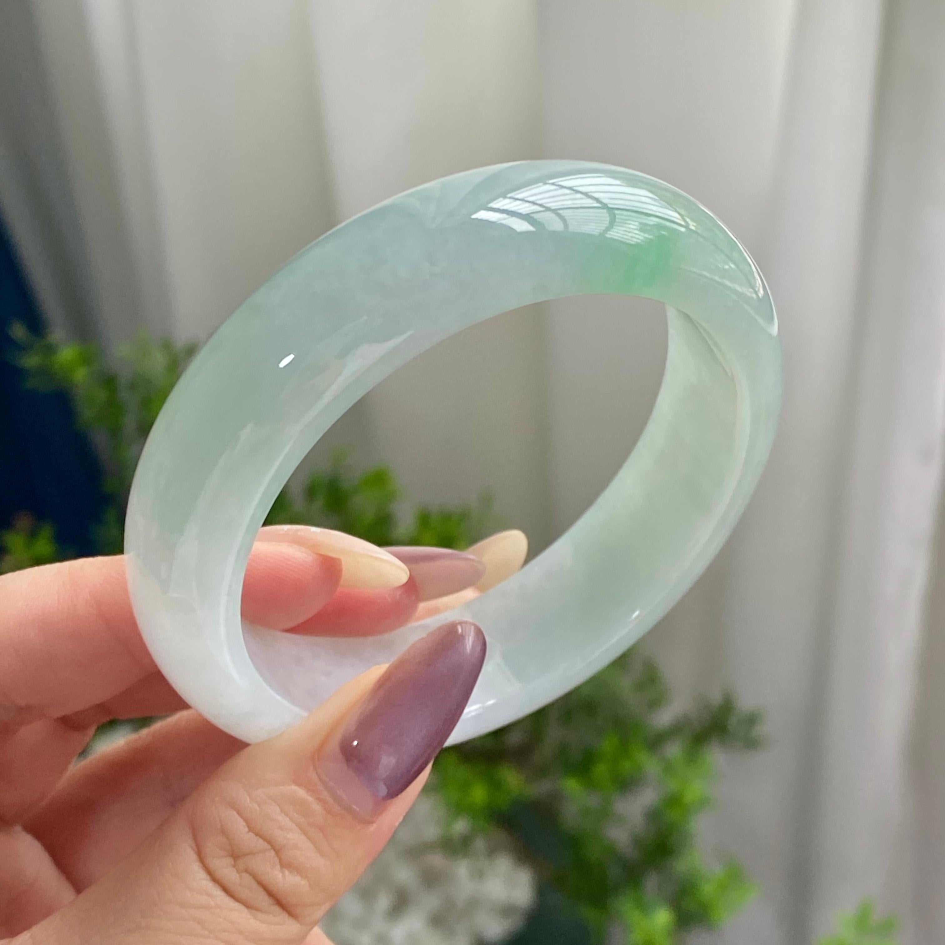 细糯种晴底飘花平安镯（57圈）（yc201910）