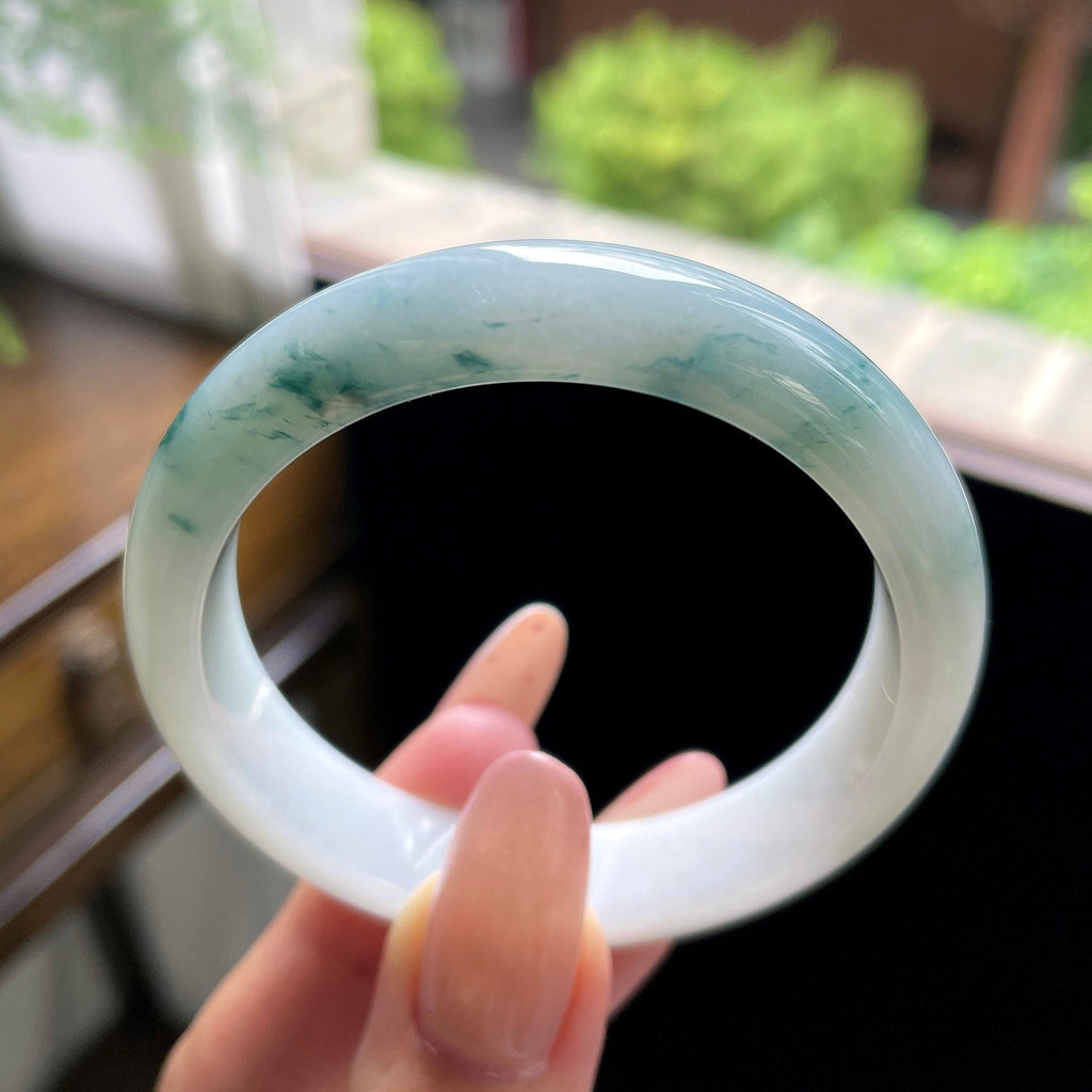 秒杀 细糯种蓝飘花正圈平安镯 52.2圈（yc709454）