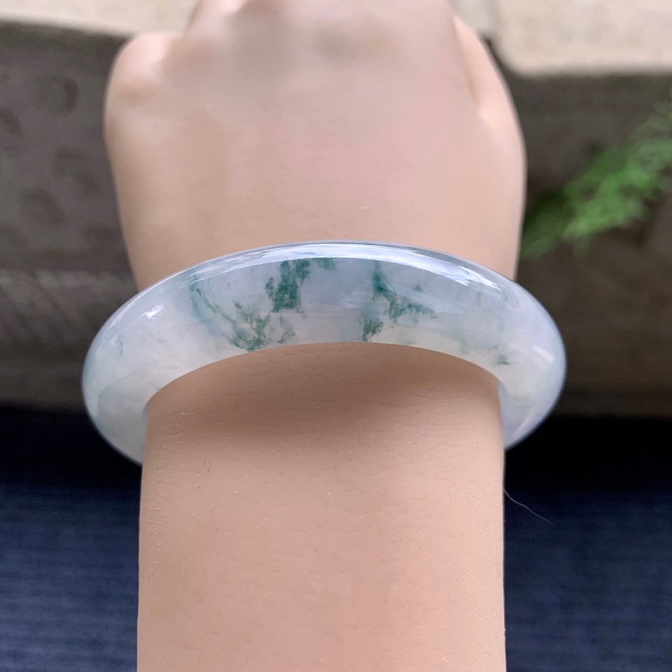 糯冰种紫罗兰飘花平安镯（55mm）（yc169970）