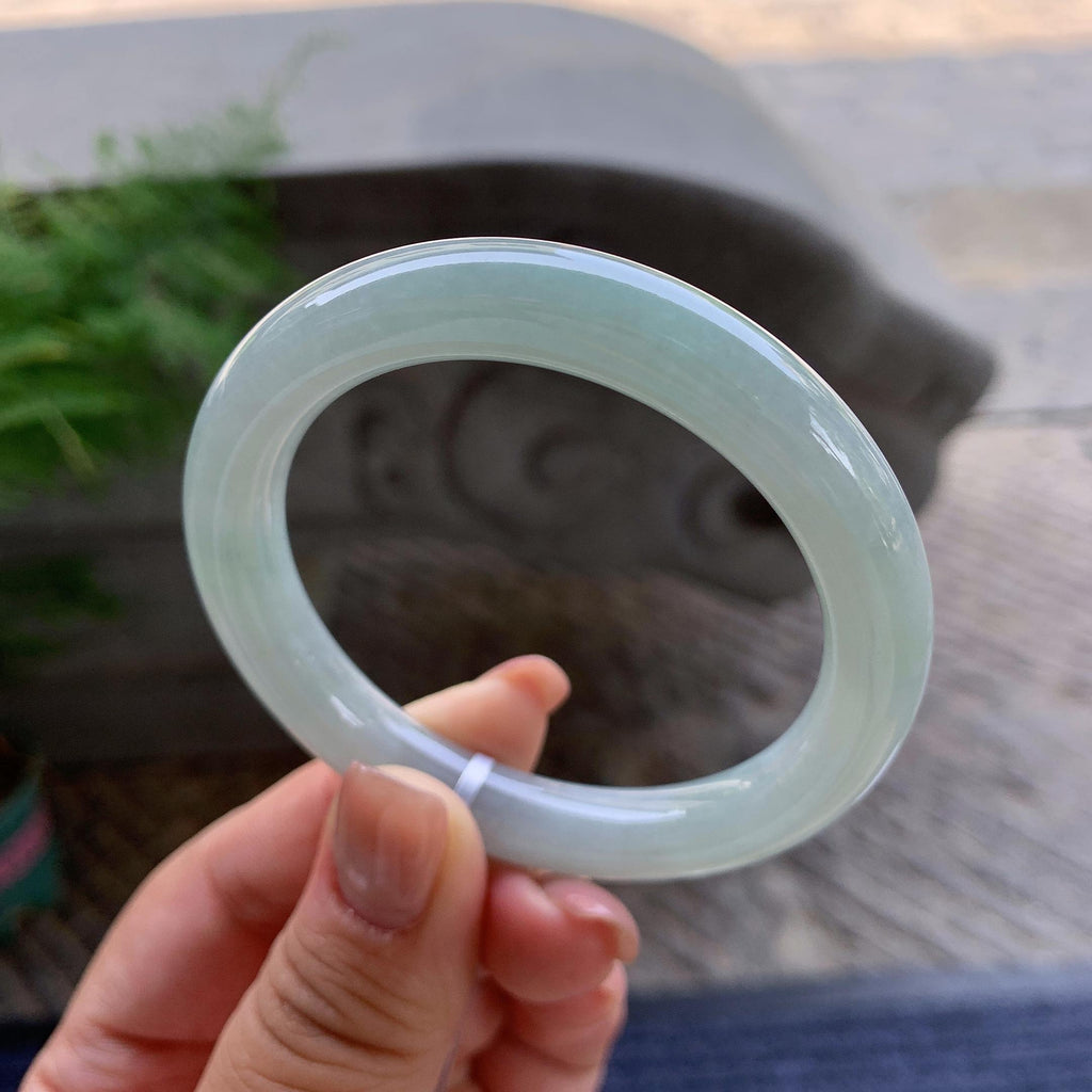 小圈口 细糯种晴底圆条手镯 52圈口 天然缅甸A货翡翠（yc501354）