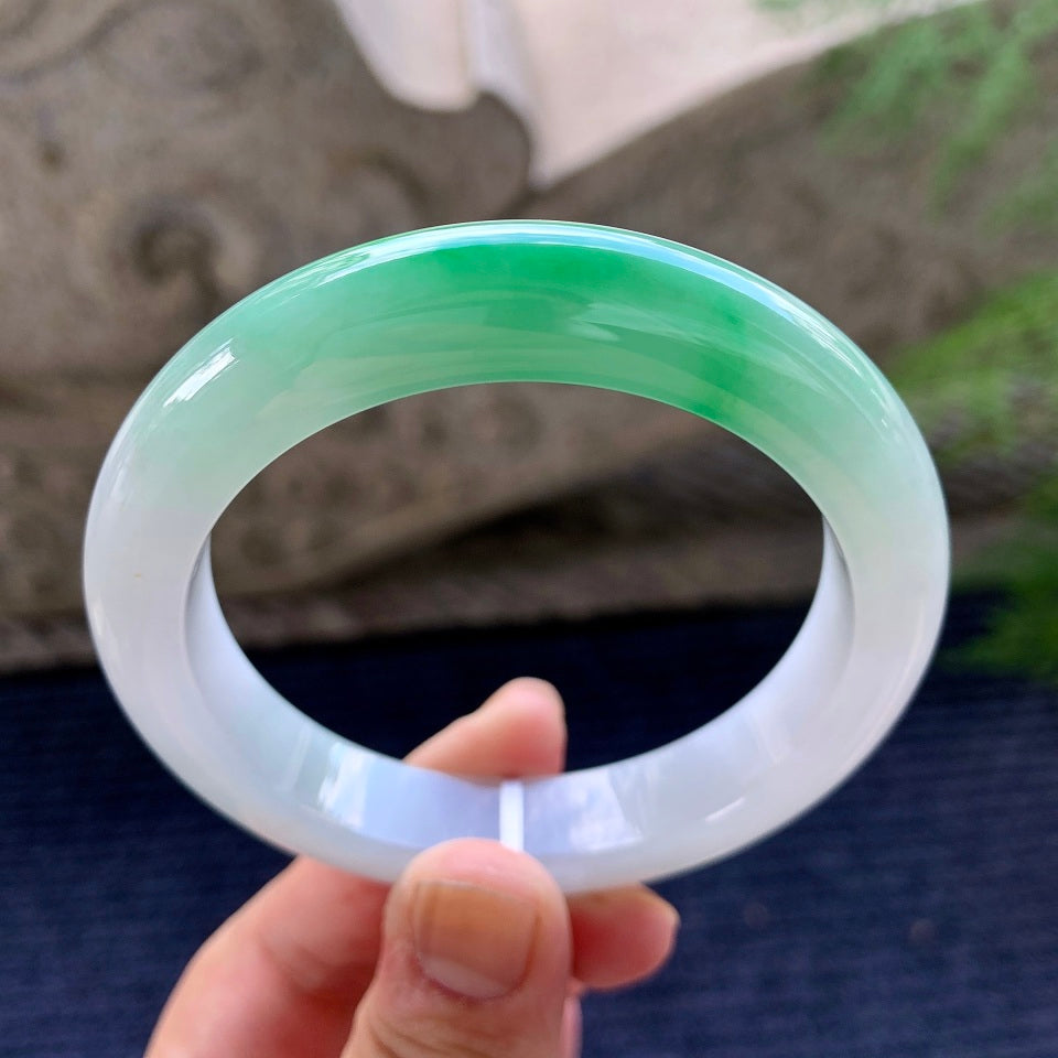 细糯种飘阳绿平安镯（57mm）（yc175869）