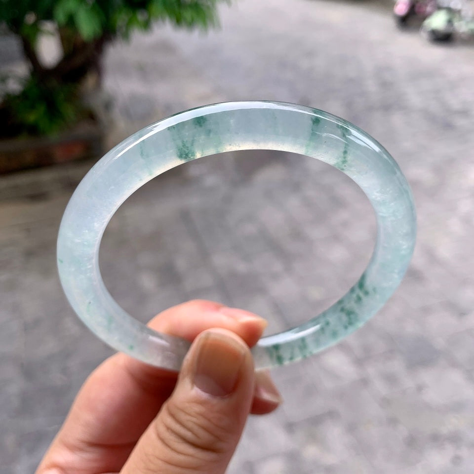 冰种飘花圆条手镯（63.3mm）（yc113972）