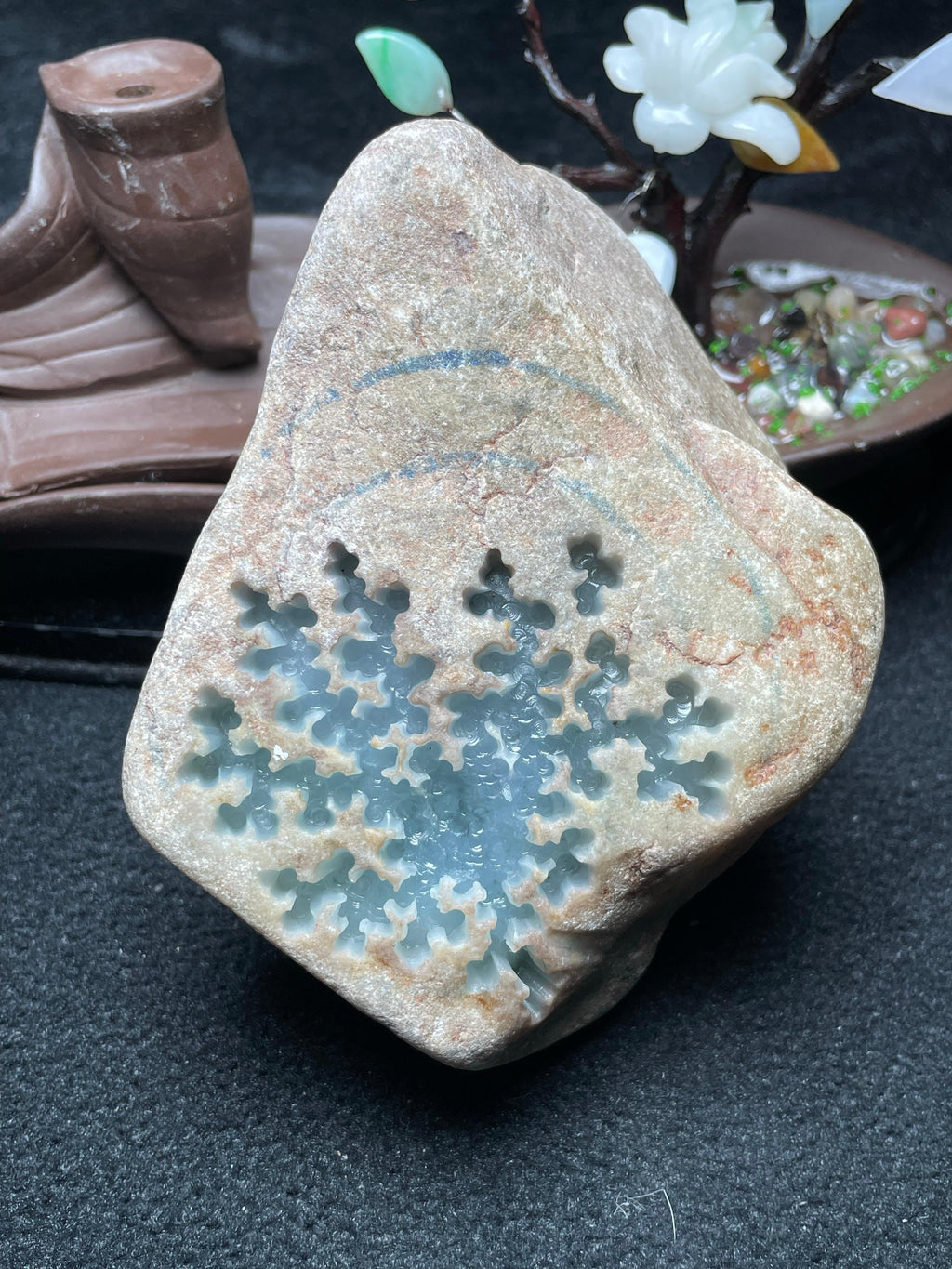 木那开窗晴底飘花手镯料（yc539110）