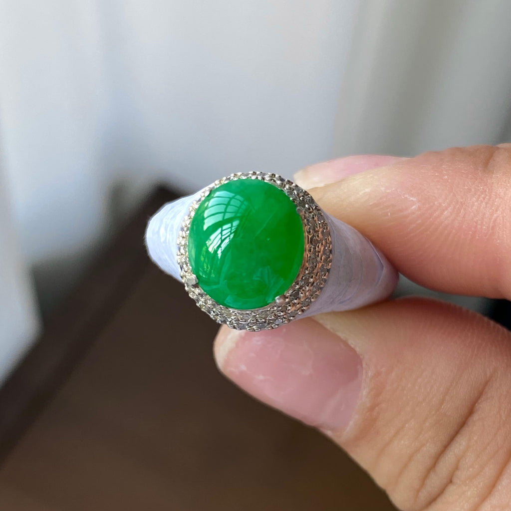 糯冰种满绿蛋面裸石（yc303915）